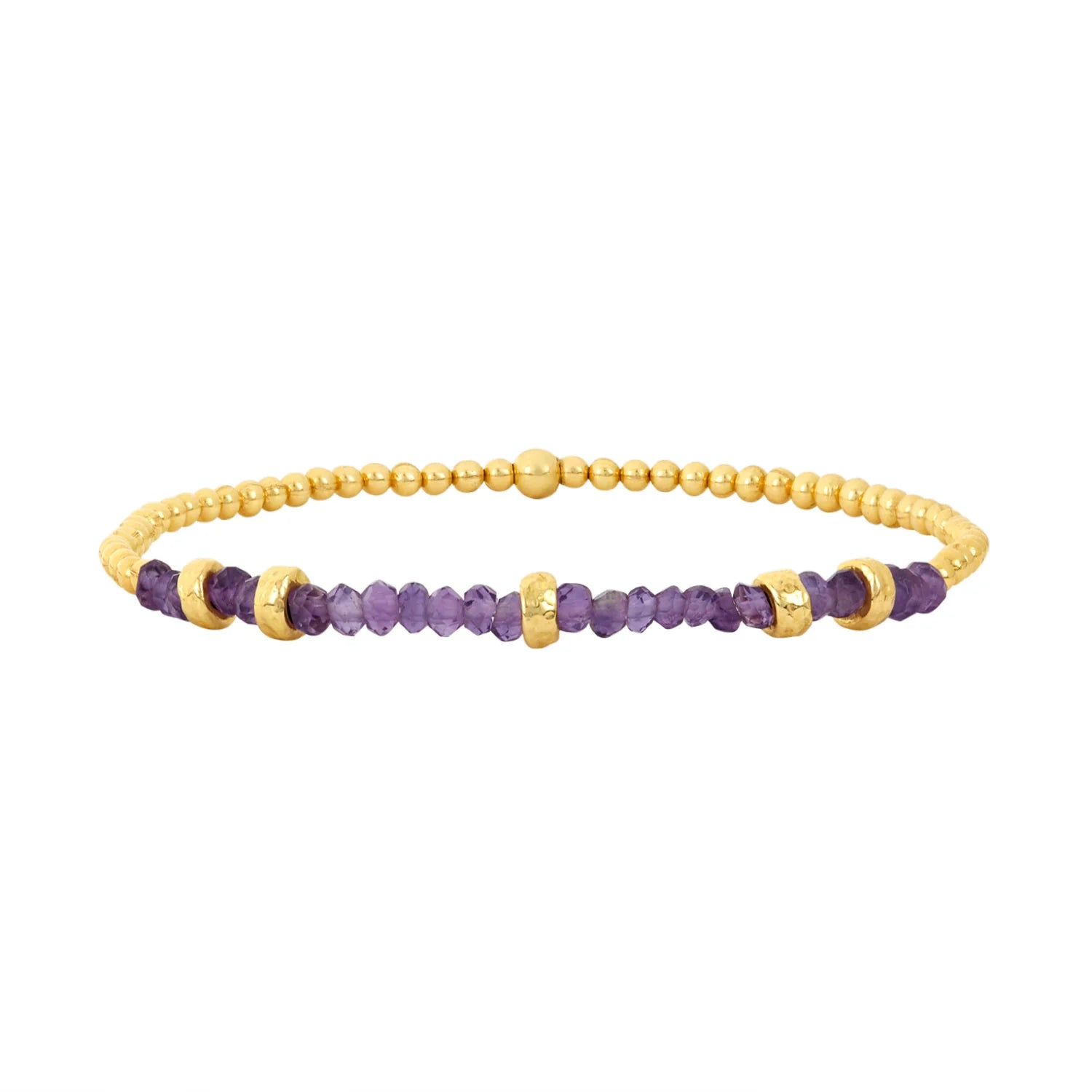 2mm Amethyst and Rondelle Birthstone Bracelet