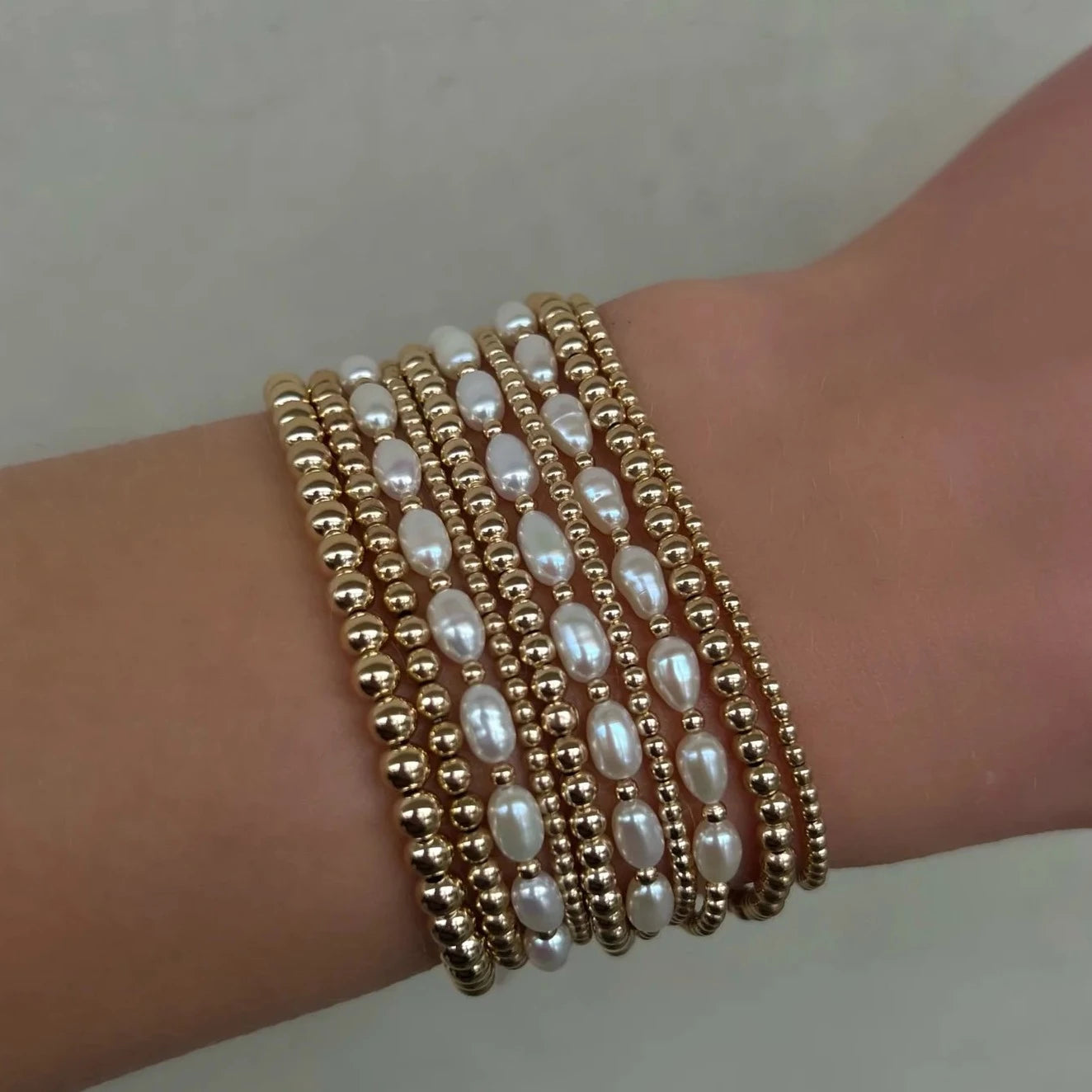 2MM SIGNATURE BRACELET WITH RICE PEARL GOLD PATTERN
