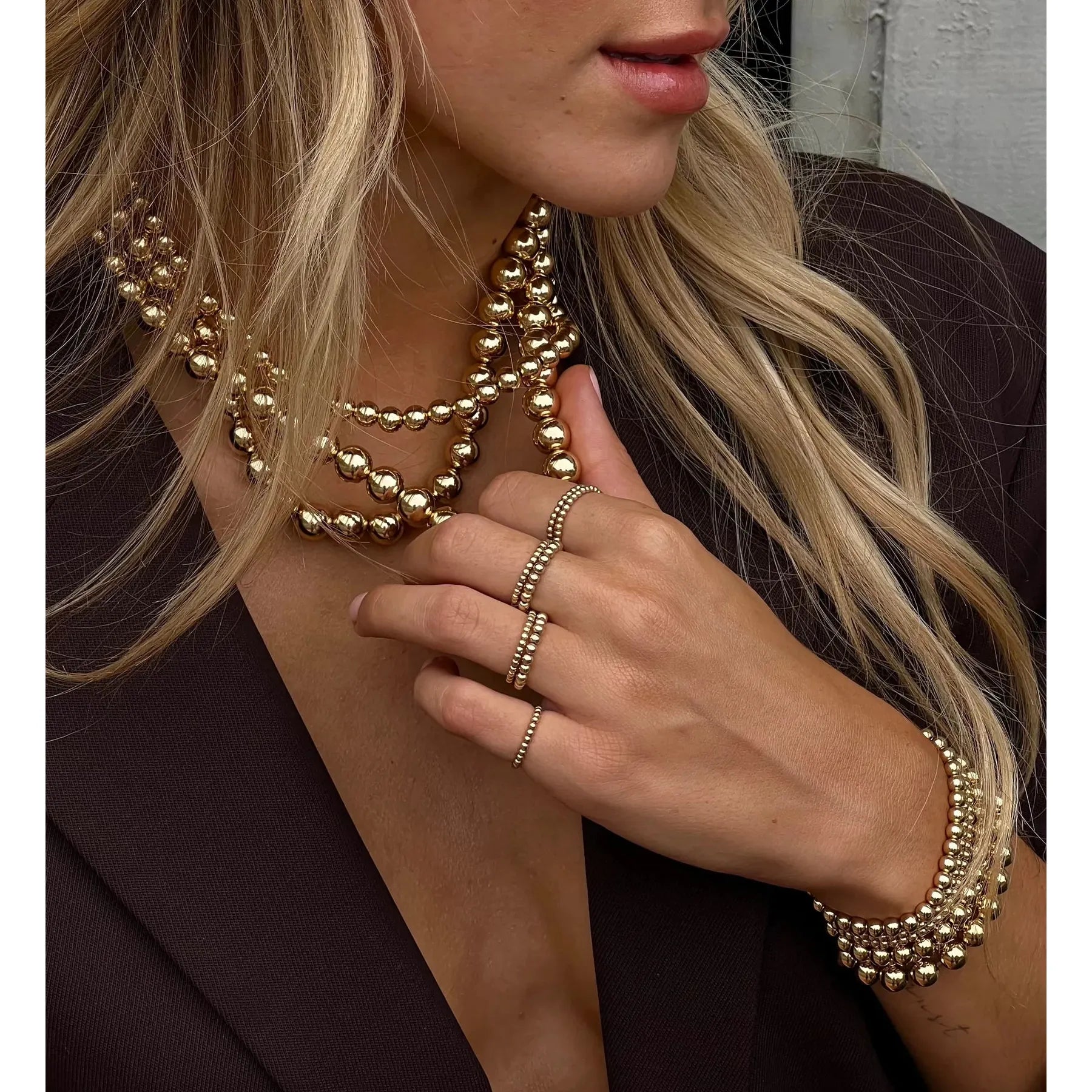 10MM SIGNATURE GOLD BEADED NECKLACE
