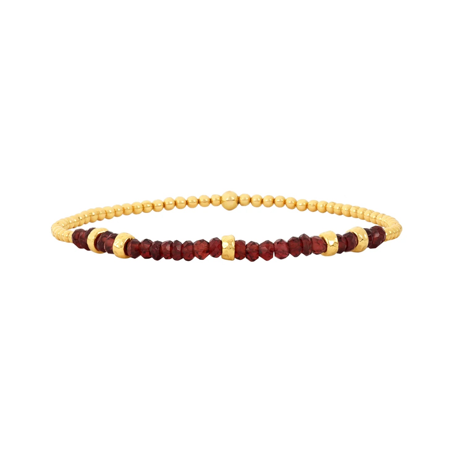 2mm Garnet and Rondelle Birthstone Bracelet