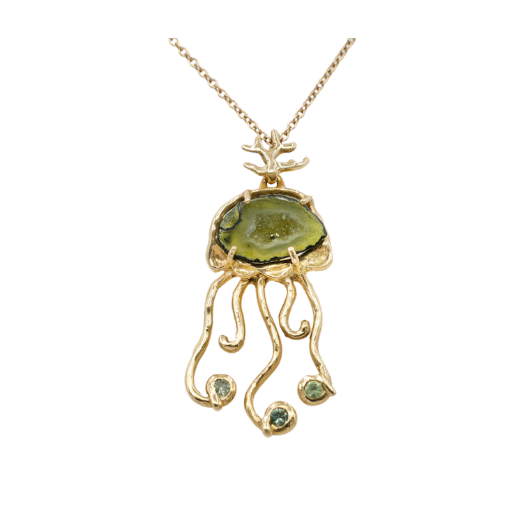 Green Geode Jellyfish Charm