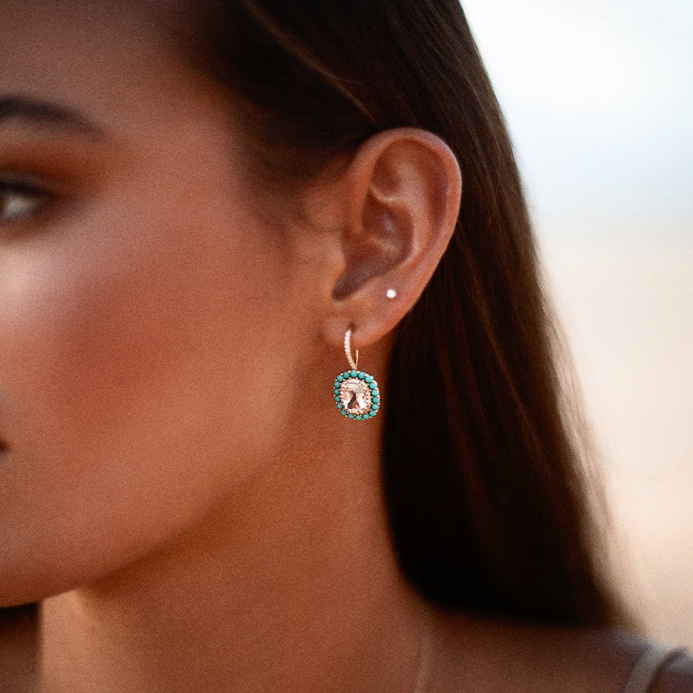 Lalo White Topaz & Turquoise Earrings