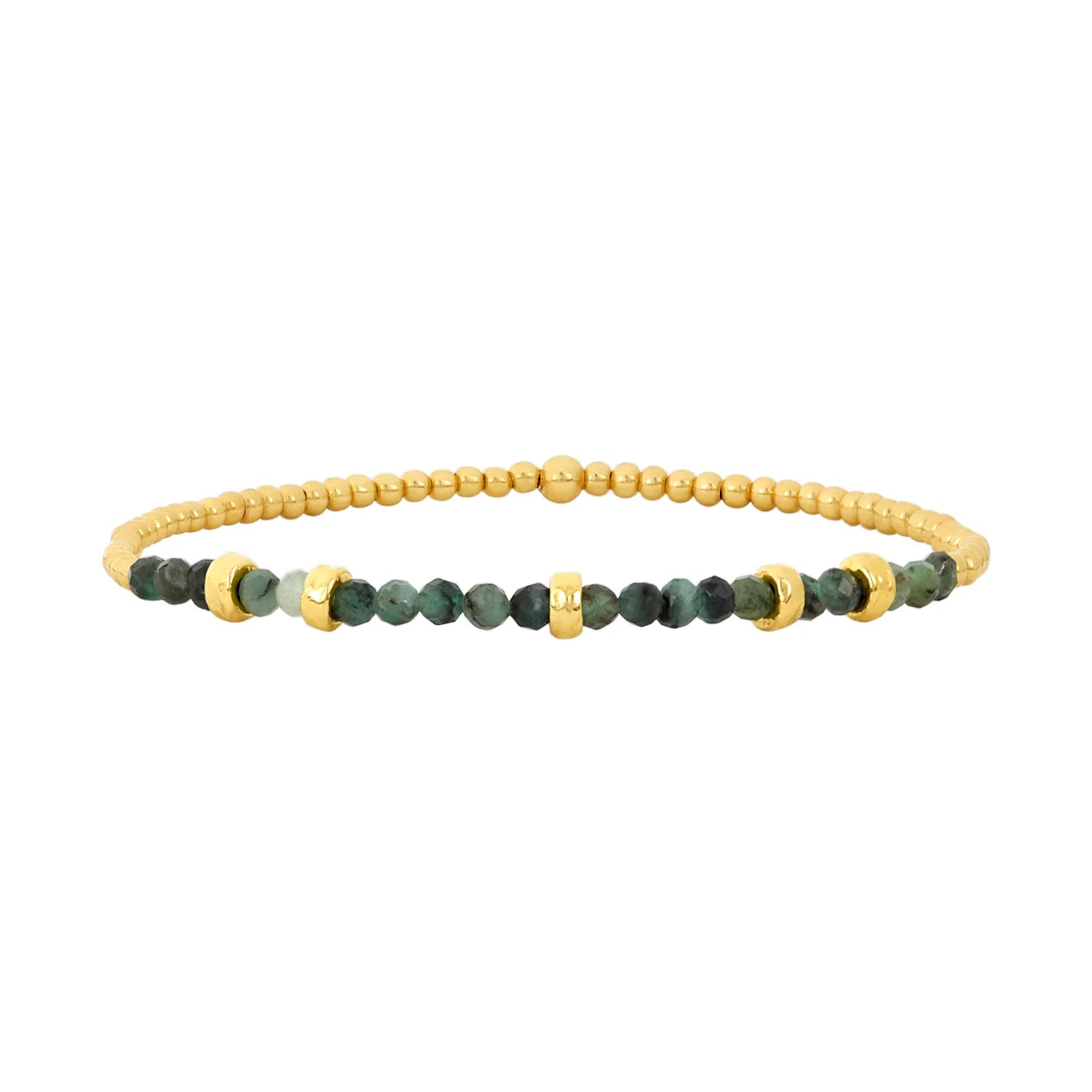 2mm Emerald and Rondelle Birthstone Bracelet