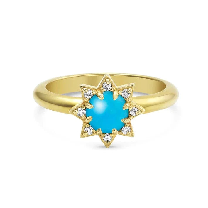 Turquoise Diamond Starburst Ring