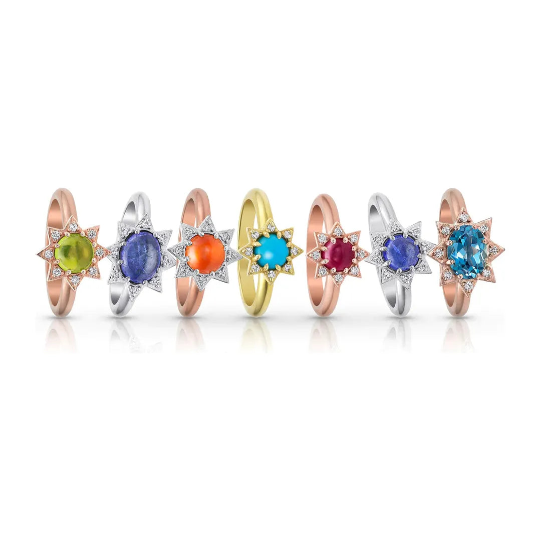 Tanzanite Diamond Starburst White Gold Ring