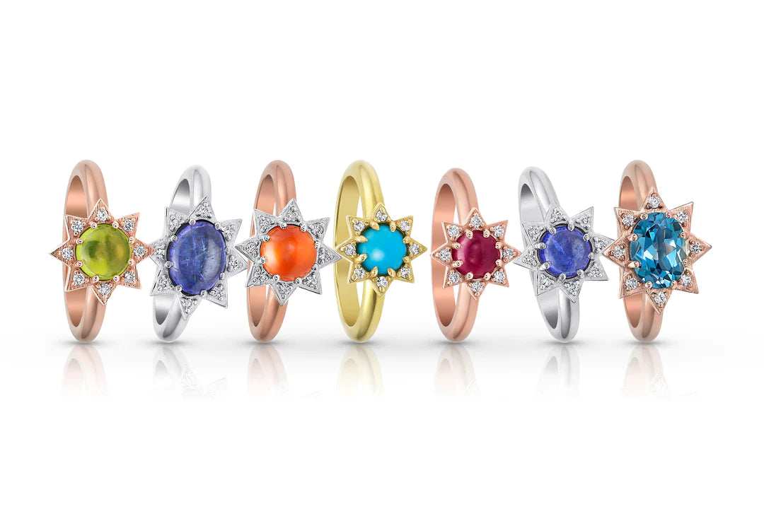 Opal Diamond Starburst Ring