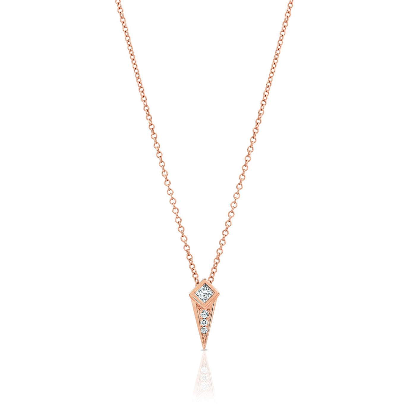 Princess Cut Diamond Gold Spike Pendant