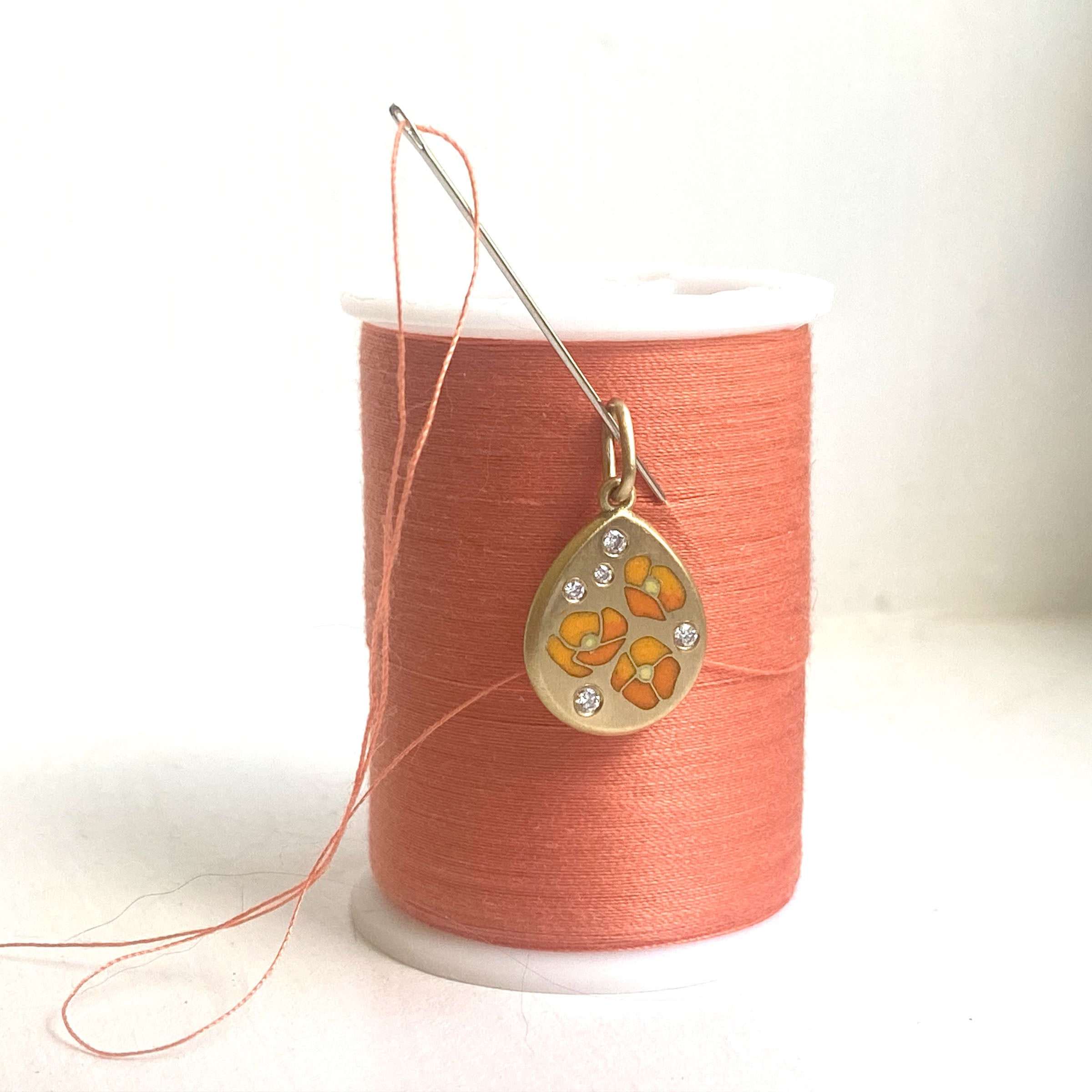 18k Gold Diamond Poppy Pendant