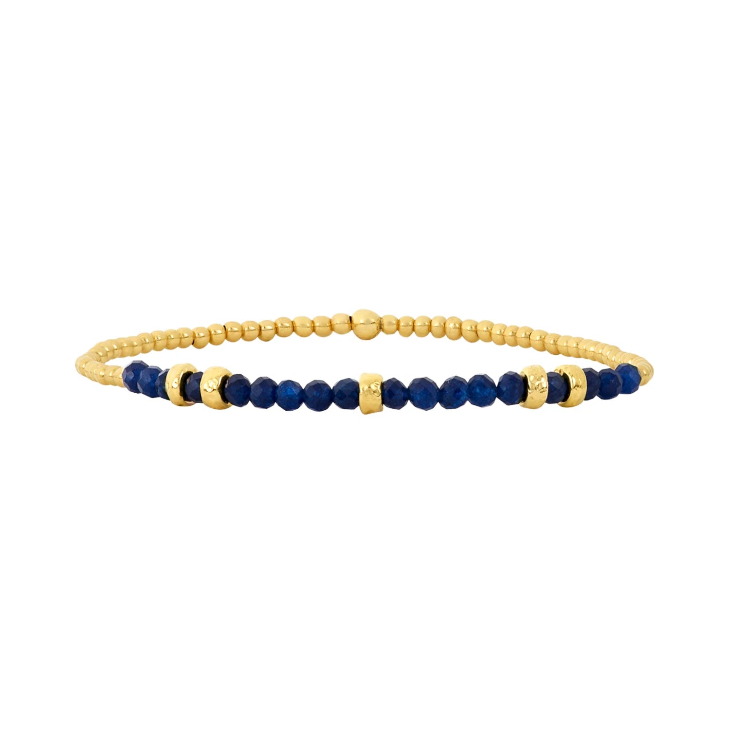 2mm Blue Sapphire and Rondelle Birthstone Bracelet