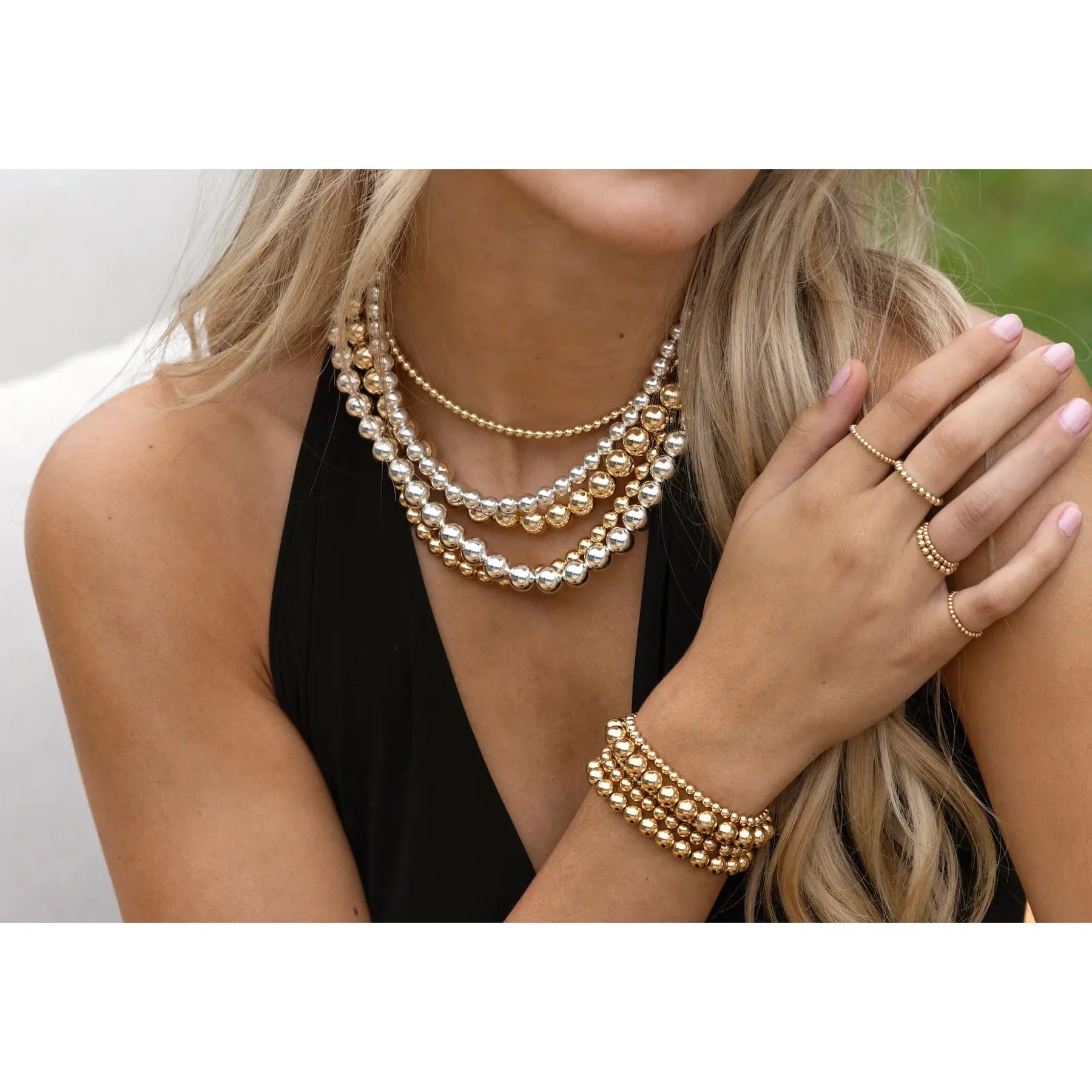 10MM SIGNATURE GOLD BEADED NECKLACE