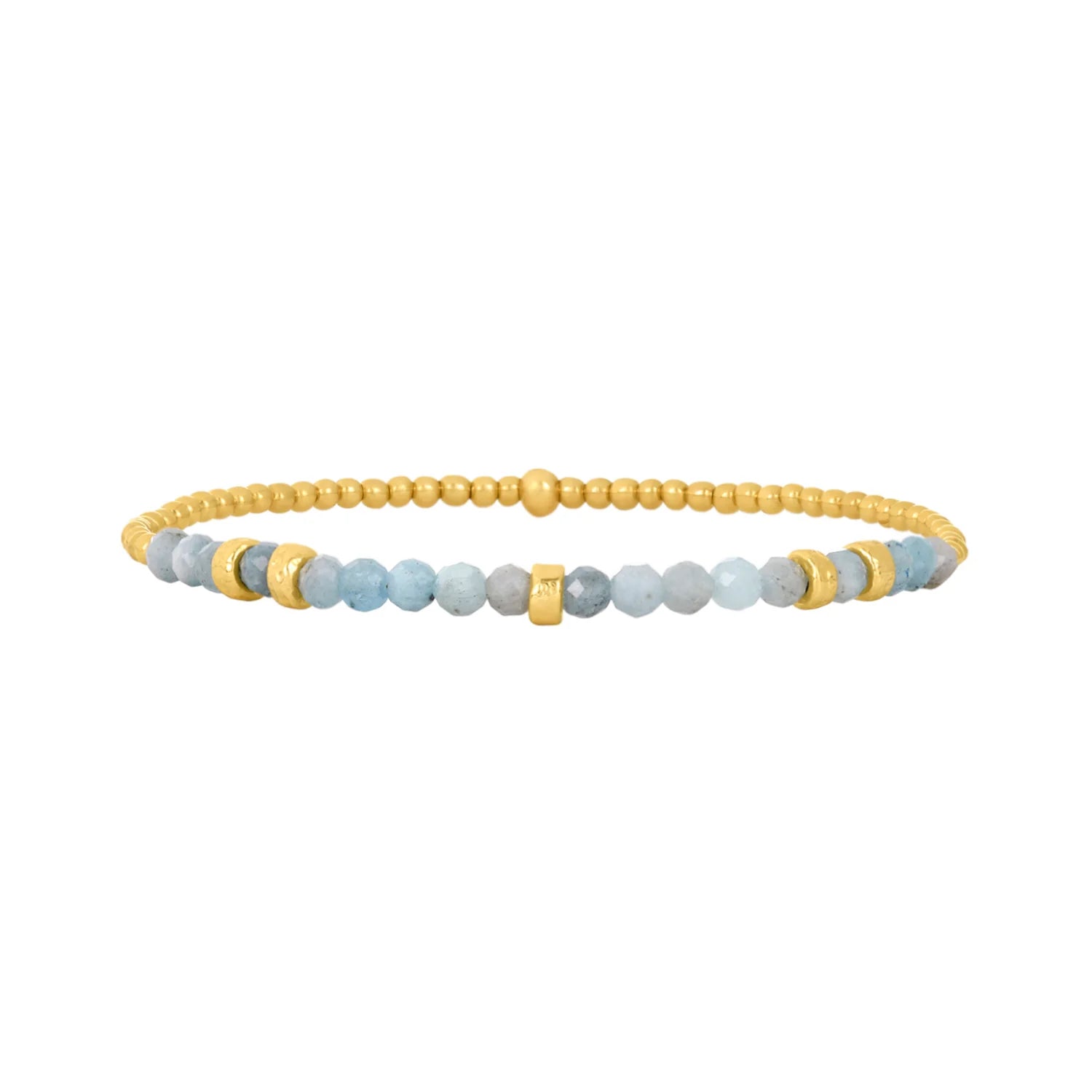 2mm Aquamarine and Rondelle Birthstone Bracelet