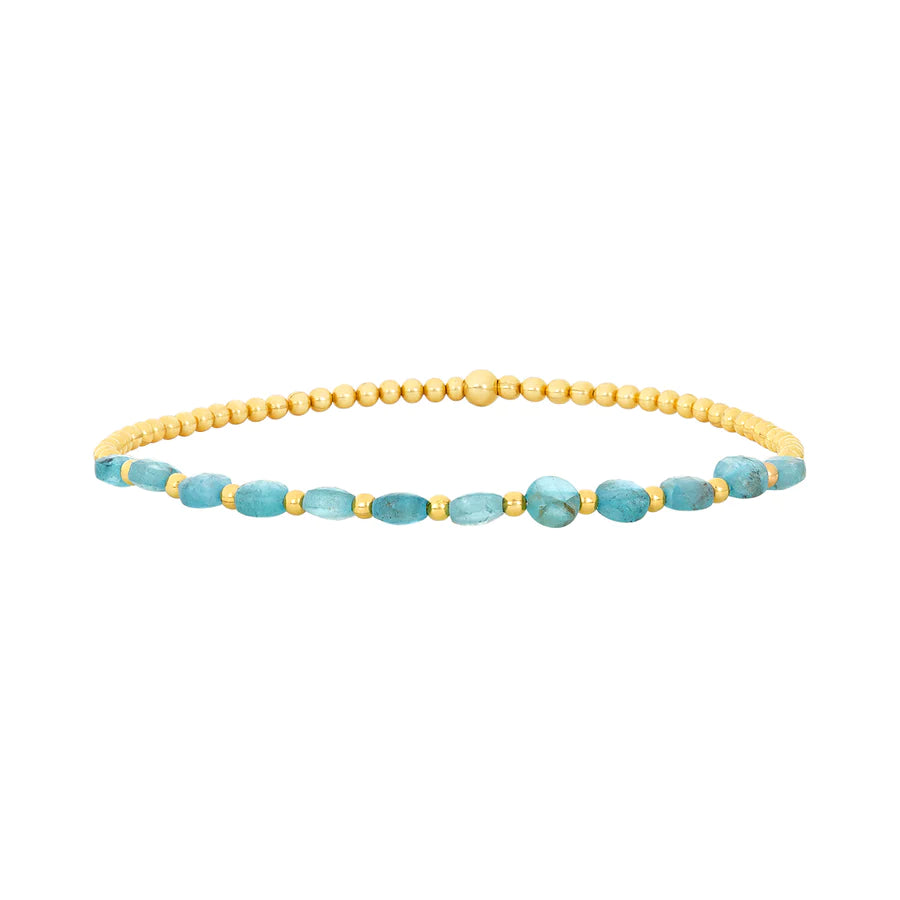 2mm Apatite Gemstone Coin Pattern Beaded Bracelet