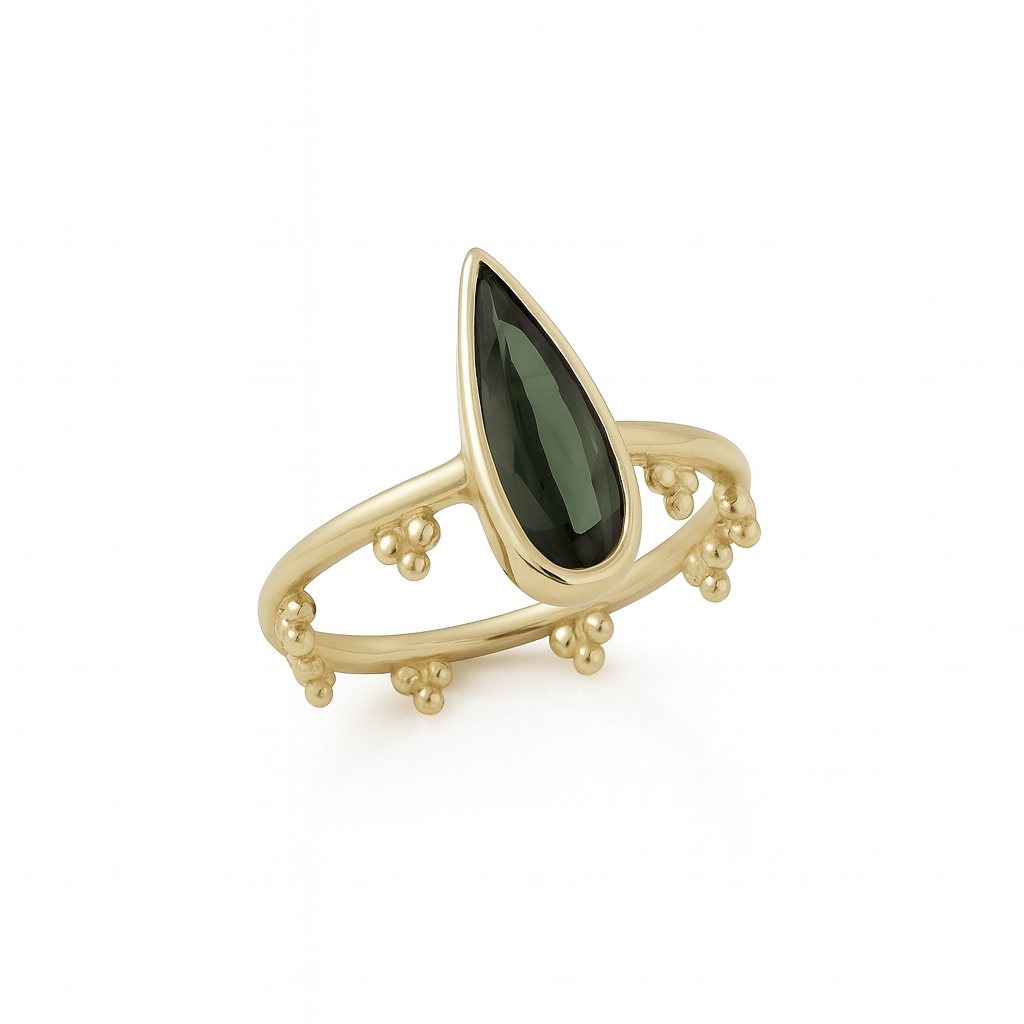 Sublimity beaded green tourmaline ring