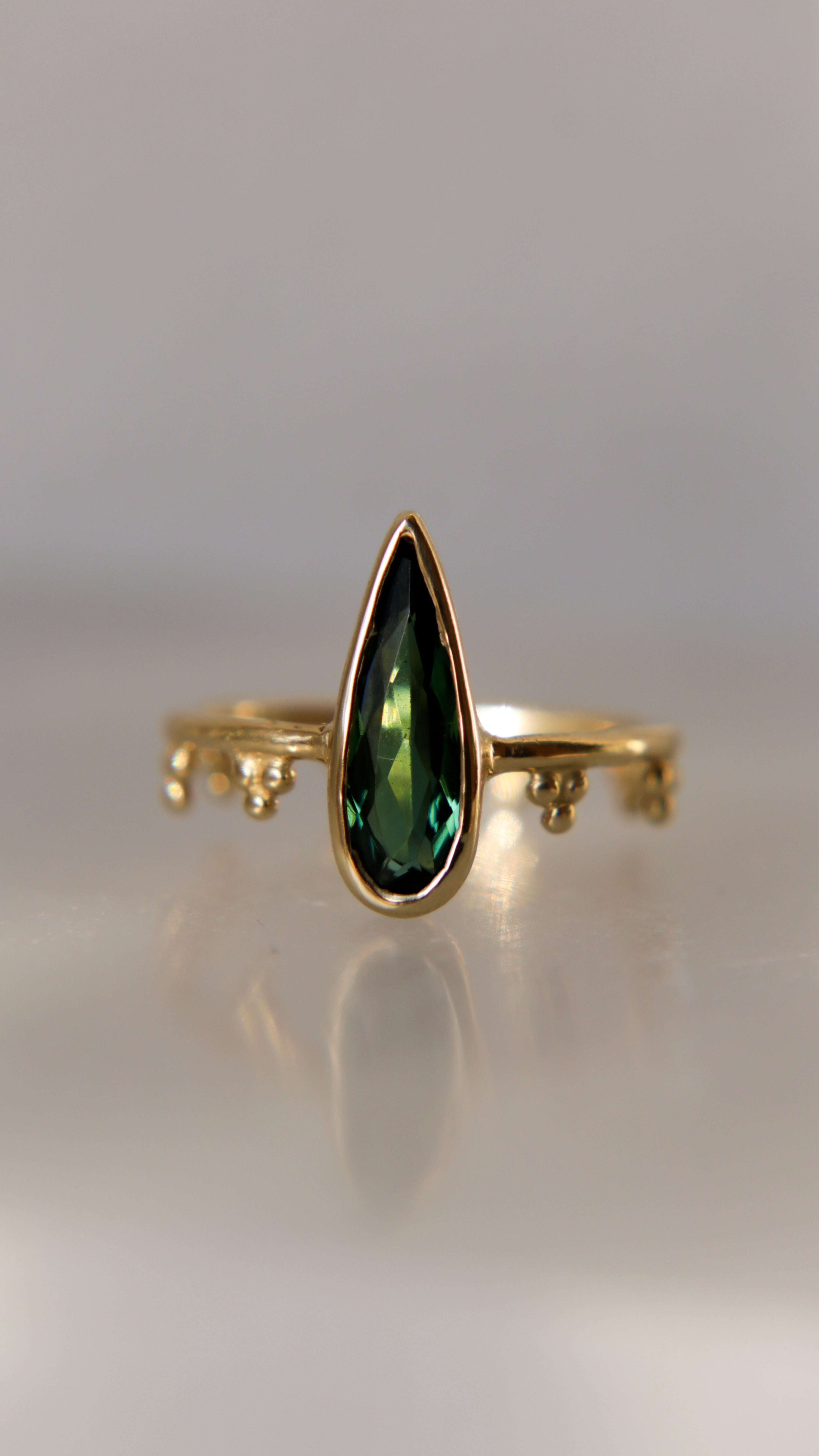 Sublimity beaded green tourmaline ring