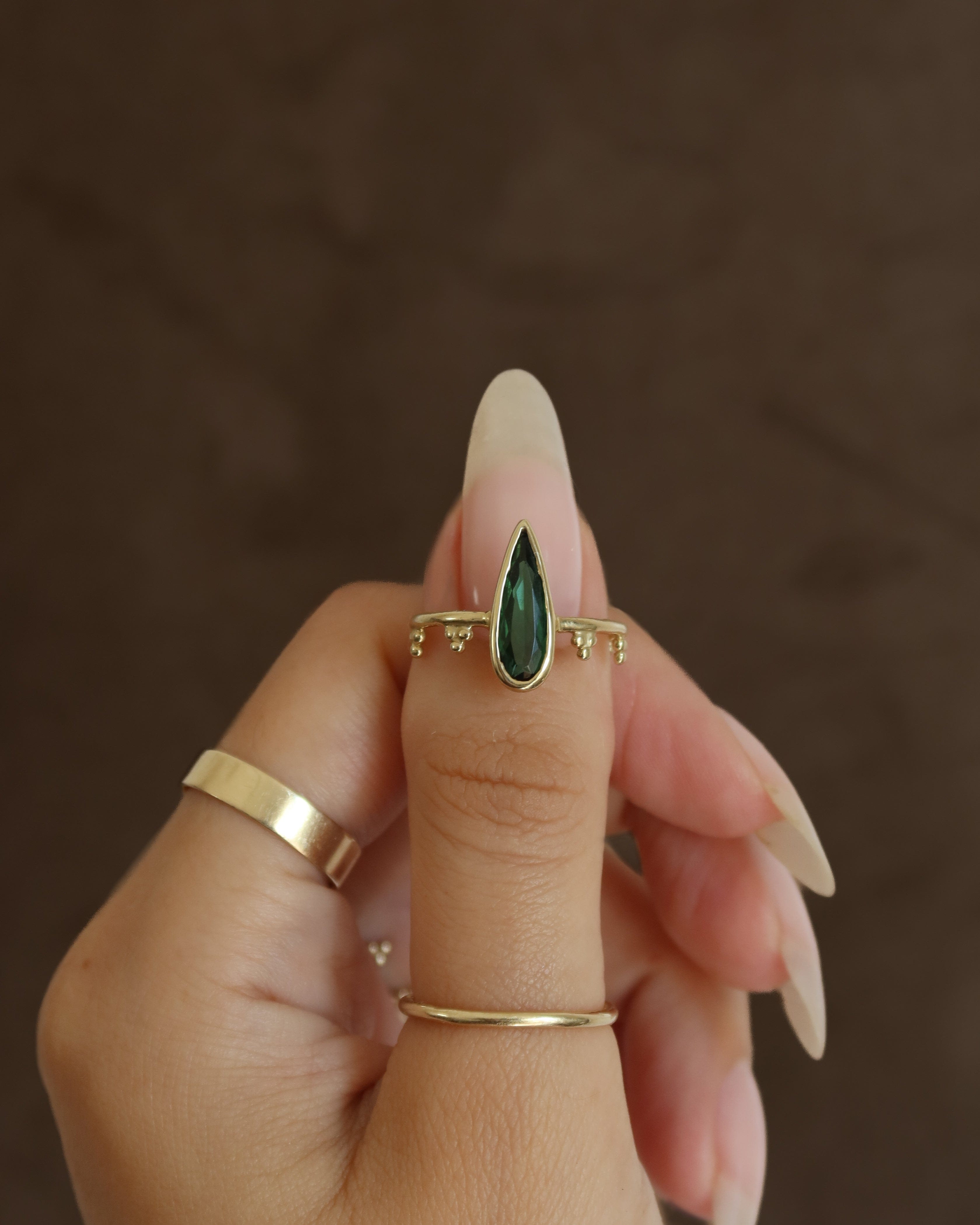 Sublimity beaded green tourmaline ring
