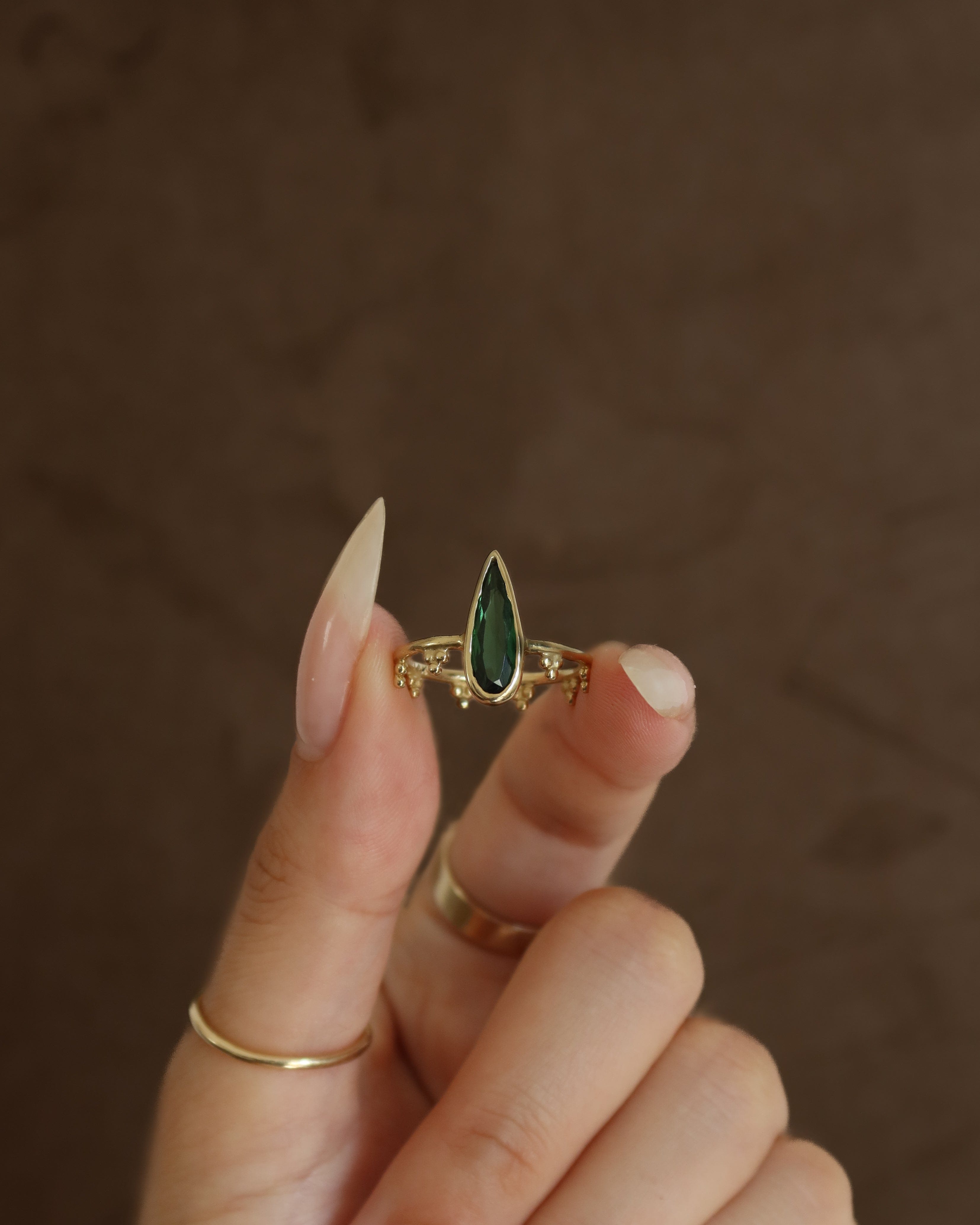 Sublimity beaded green tourmaline ring