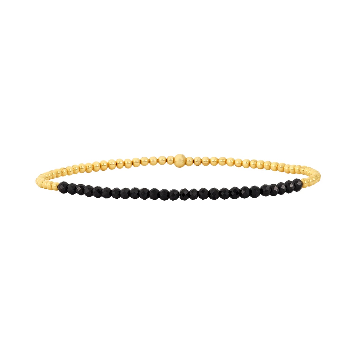 2mm Black Spinel Gemstone Beaded Bracelet