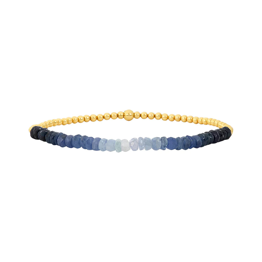 2mm Blue Sapphire Ombre Gemstone Beaded Bracelet