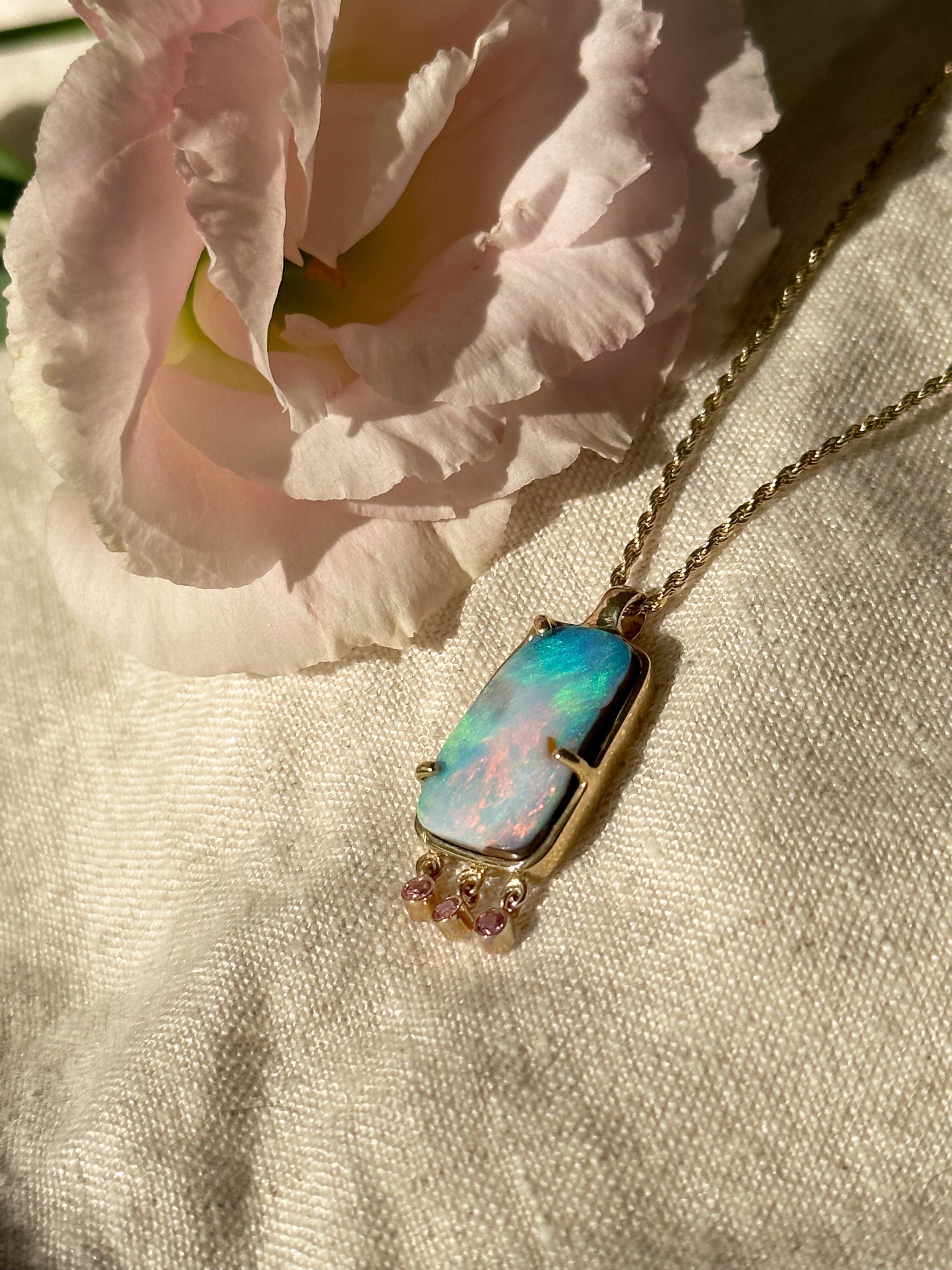 Sublimity boulder opal & pink sapphire