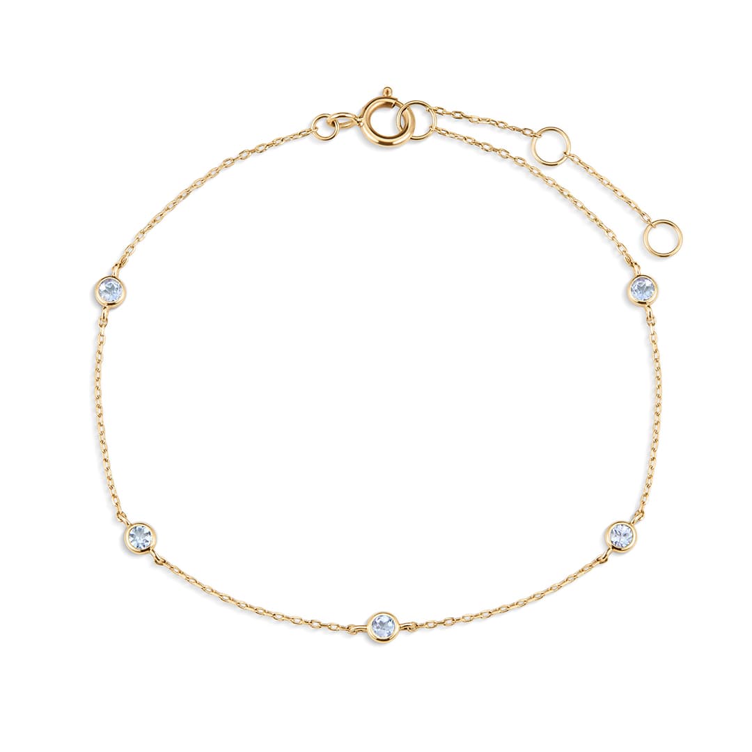 Curated LA Bracelet 14K Yellow Gold Round Aquamarine Bracelet