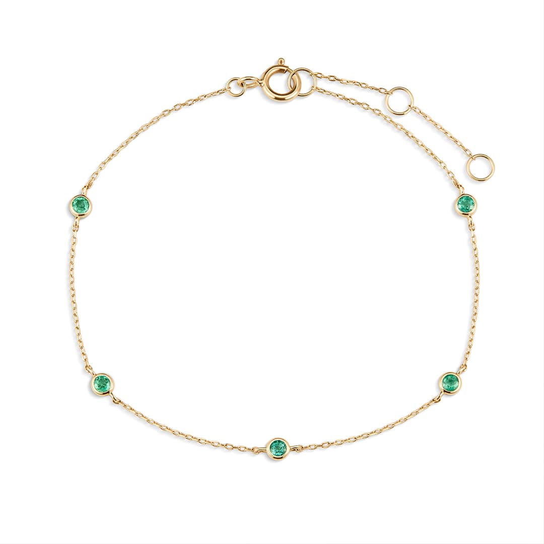 Curated LA Bracelet 14K Yellow Gold Round Emerald Bracelet