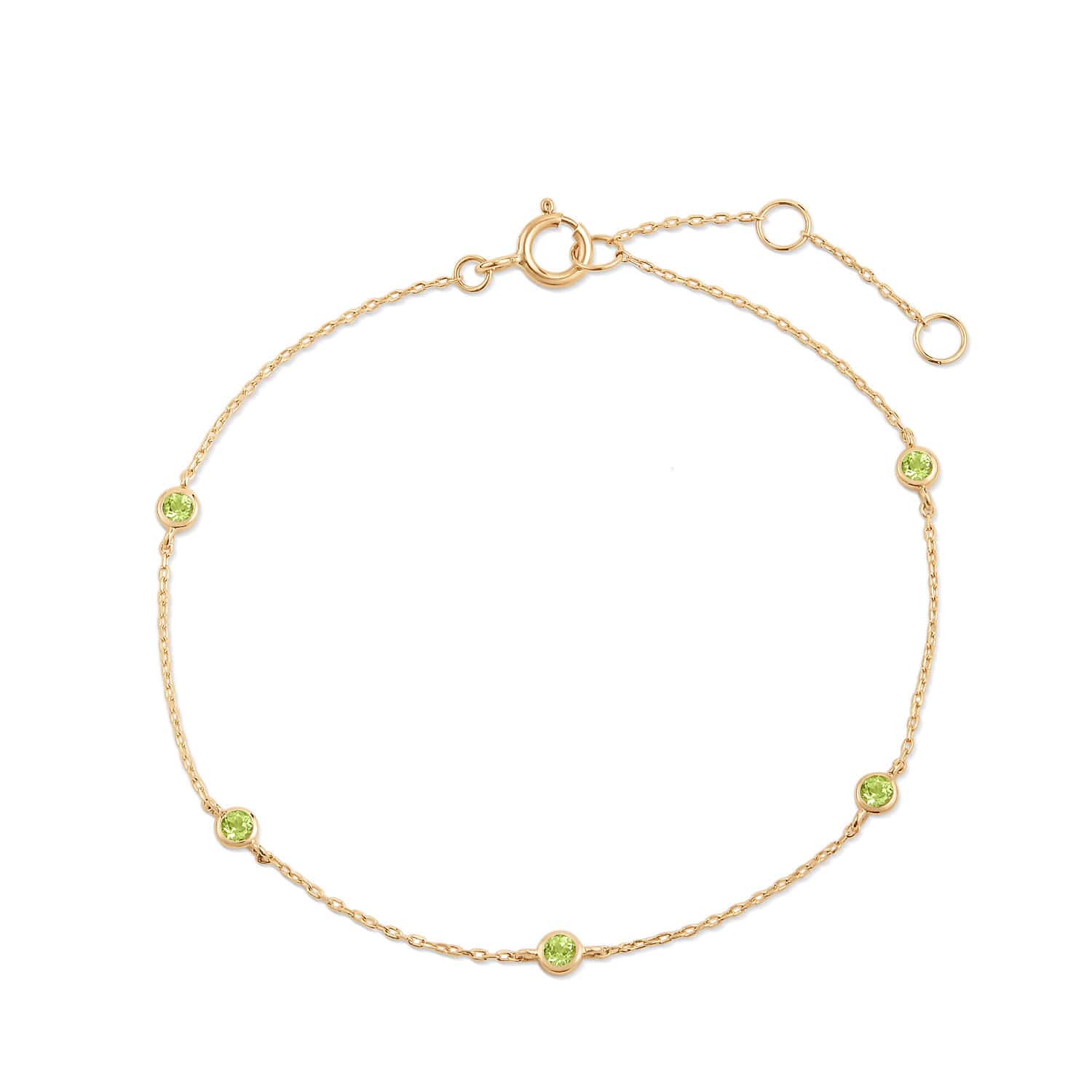 Curated LA Bracelet 14K Yellow Gold Round Peridot Bracelet