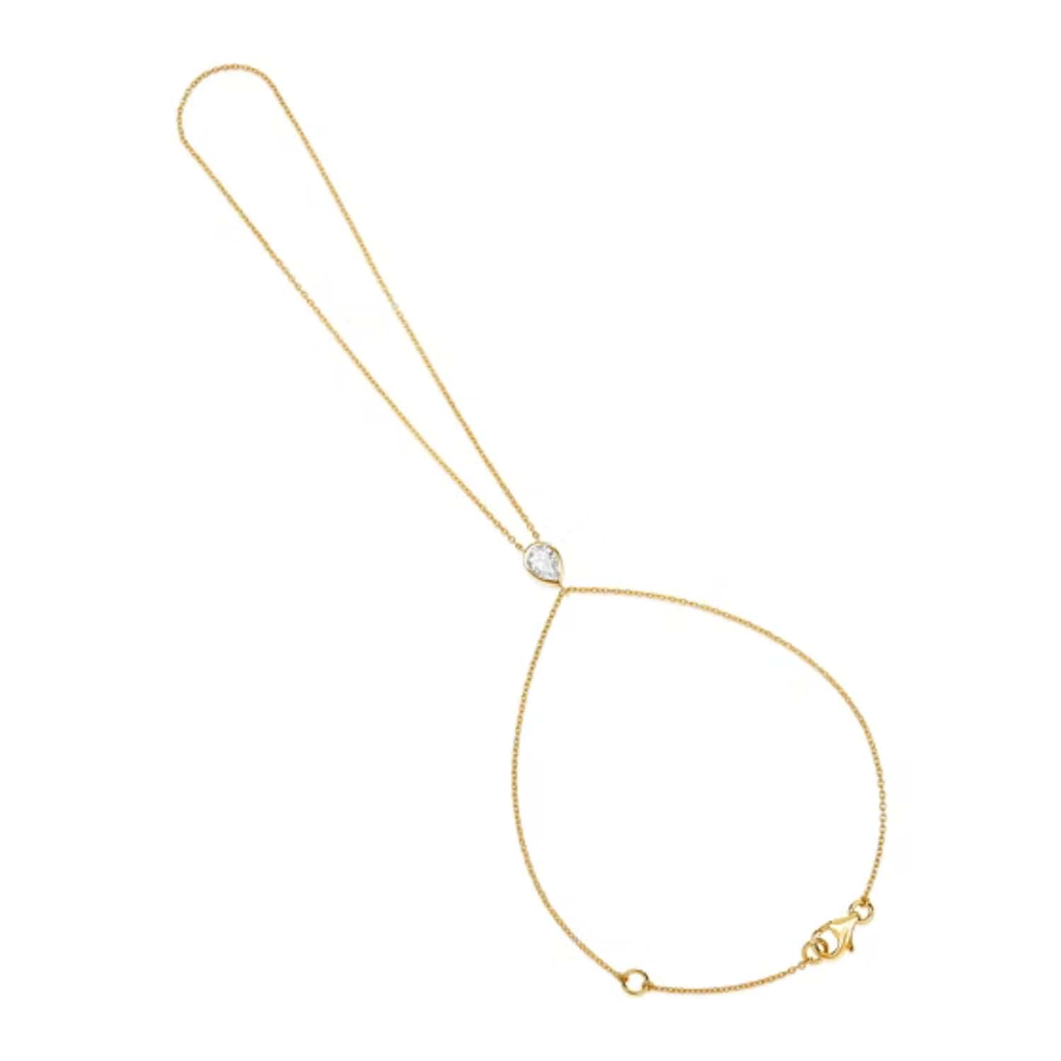 CLA BRACELETS 14K Gold 0.43ct Natural Diamond Pear Bezel Tear Drop Ring Bracelet