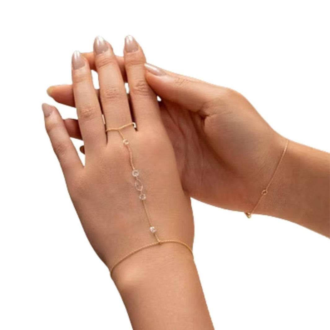 CLA BRACELETS 14K Gold 0.4ct Natural Diamond Rose Cut Multi By Yard Ring Bracelet