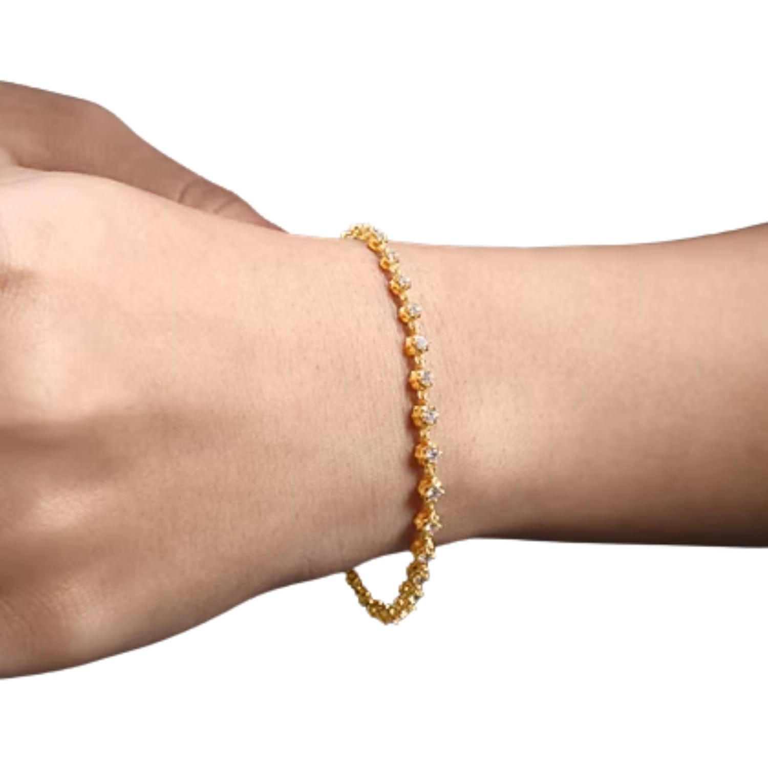 CLA BRACELETS 14K Gold 1.8ct Natural Diamond Spike Bezel Tennis Link Bracelet