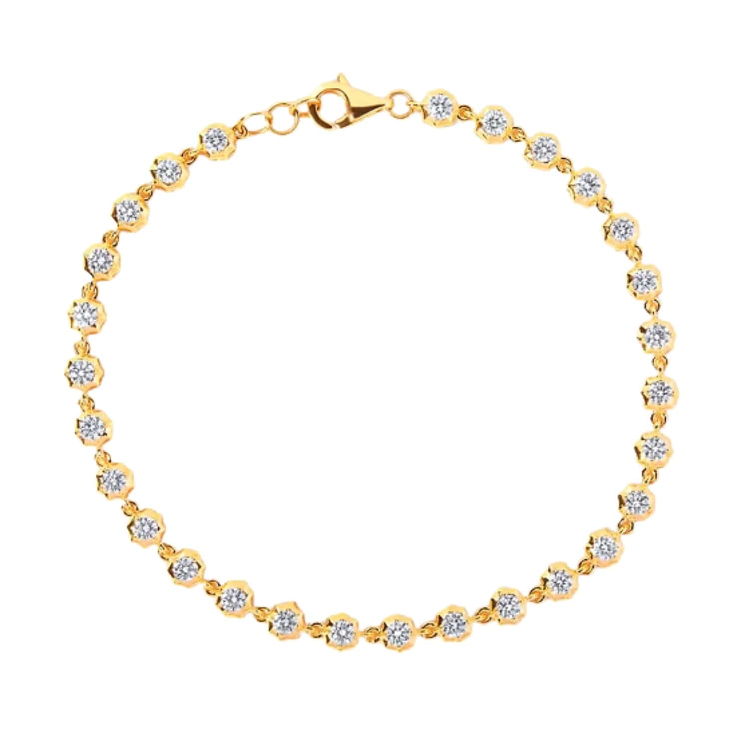 CLA BRACELETS 14K Gold 1.8ct Natural Diamond Spike Bezel Tennis Link Bracelet