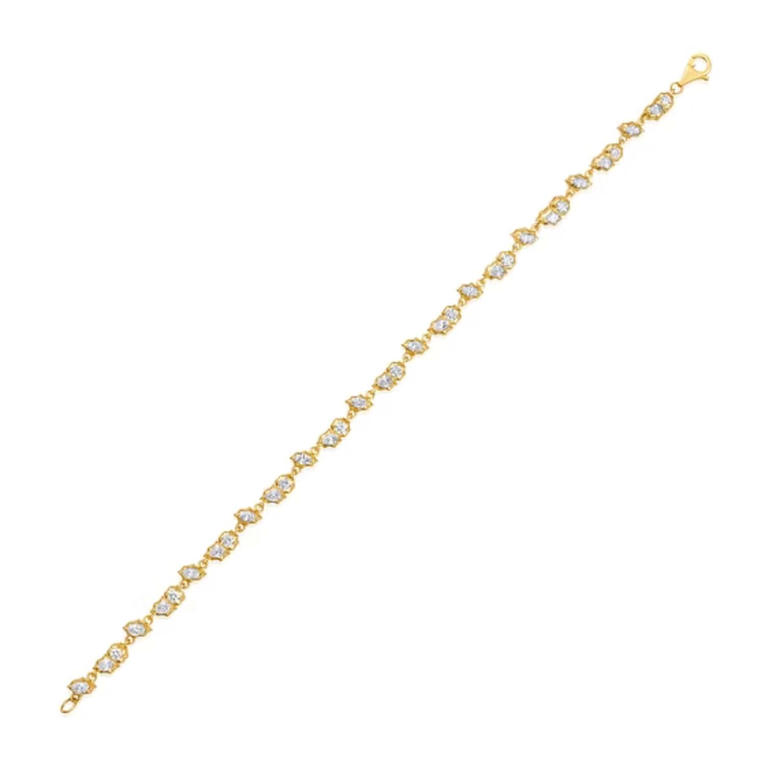 CLA BRACELETS 14K Gold 2.04ct Natural Diamond Marquise Spike Chain Tennis Bracelet