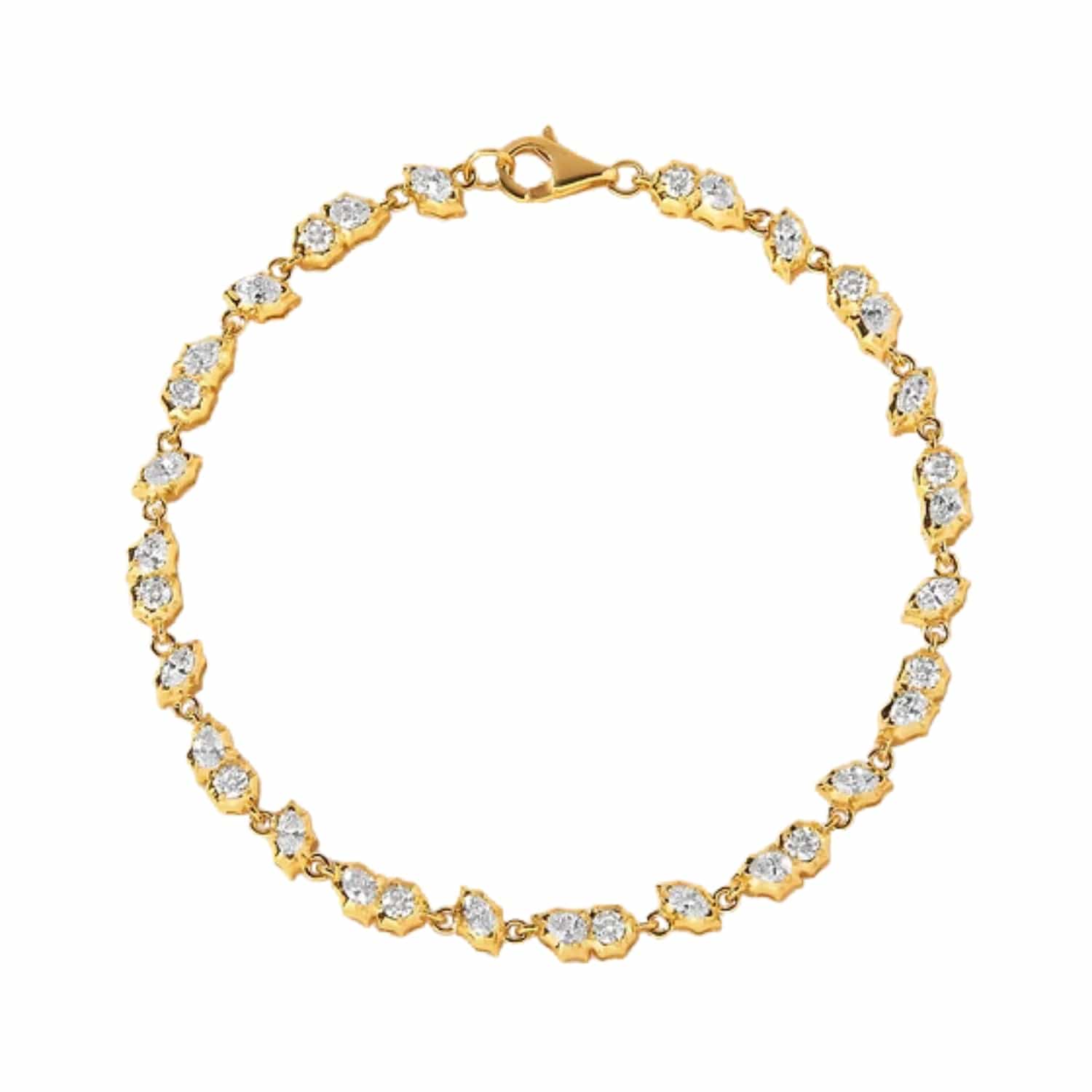 CLA BRACELETS 14K Gold 2.04ct Natural Diamond Marquise Spike Chain Tennis Bracelet