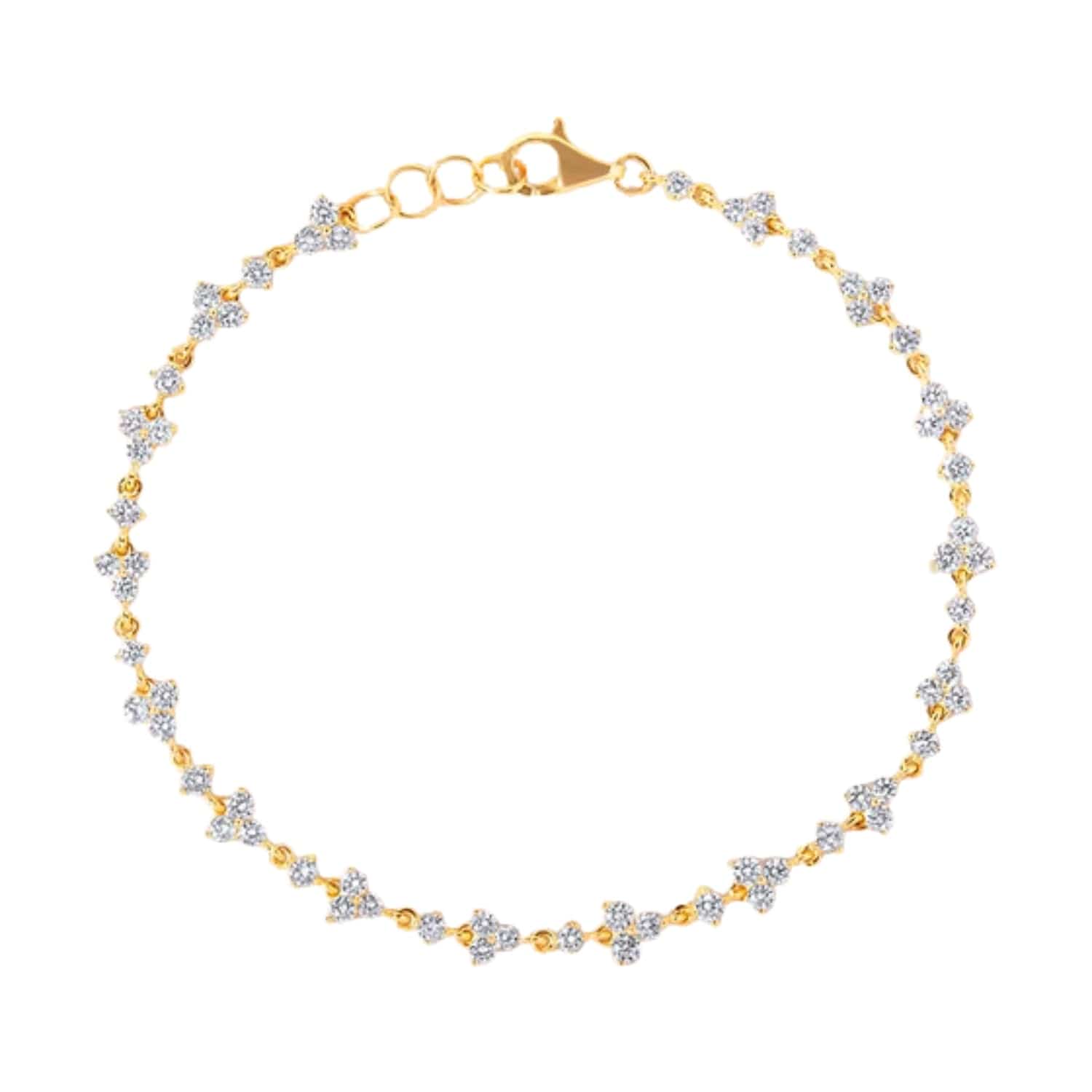 CLA BRACELETS 14K Gold 2.2ct Natural Diamond Trio Link Chain Tennis Bracelet