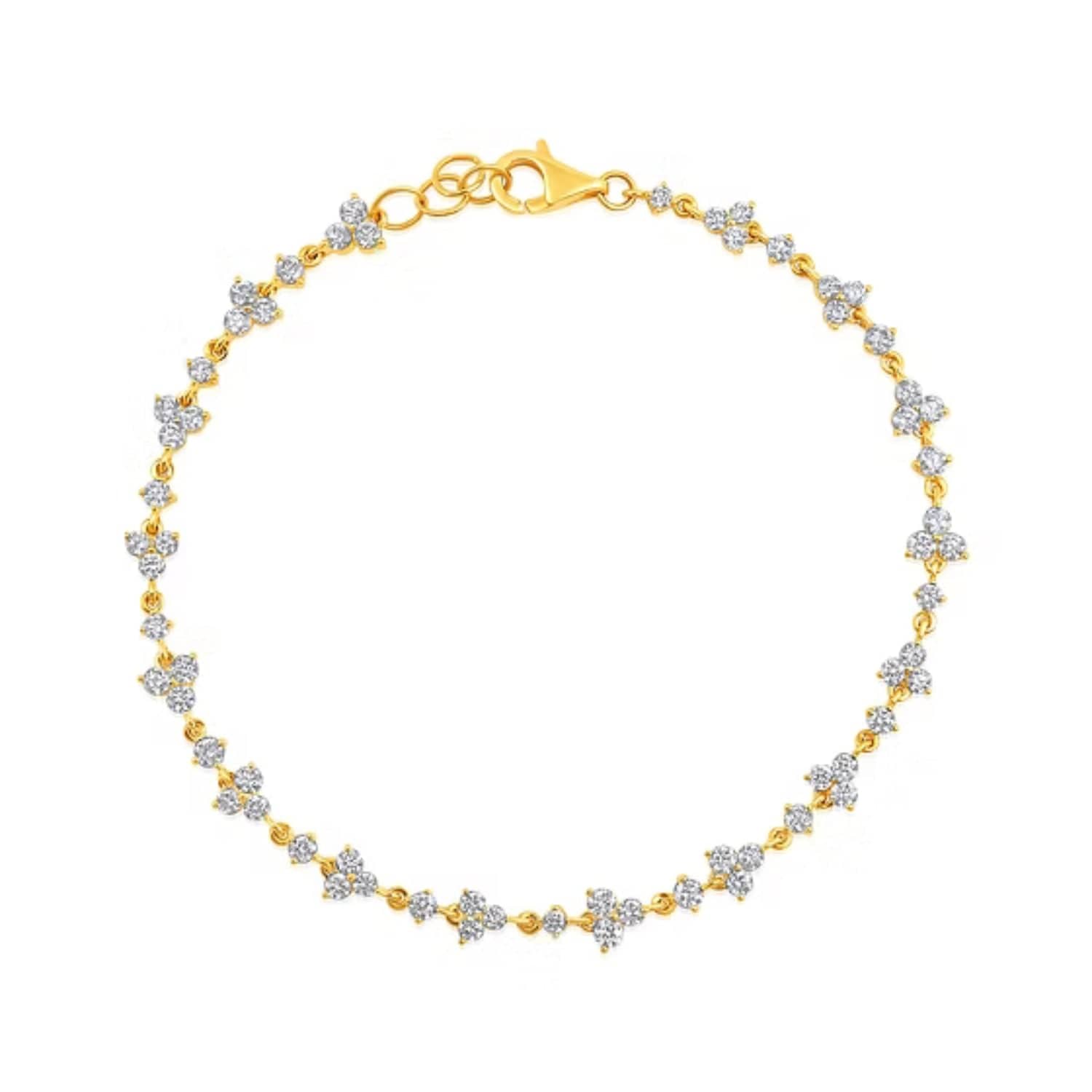 CLA BRACELETS 14K Gold 2.2ct Natural Diamond Trio Link Chain Tennis Bracelet