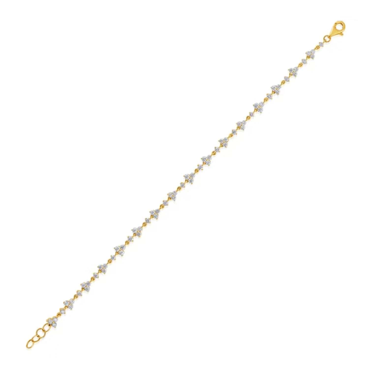 CLA BRACELETS 14K Gold 2.2ct Natural Diamond Trio Link Chain Tennis Bracelet