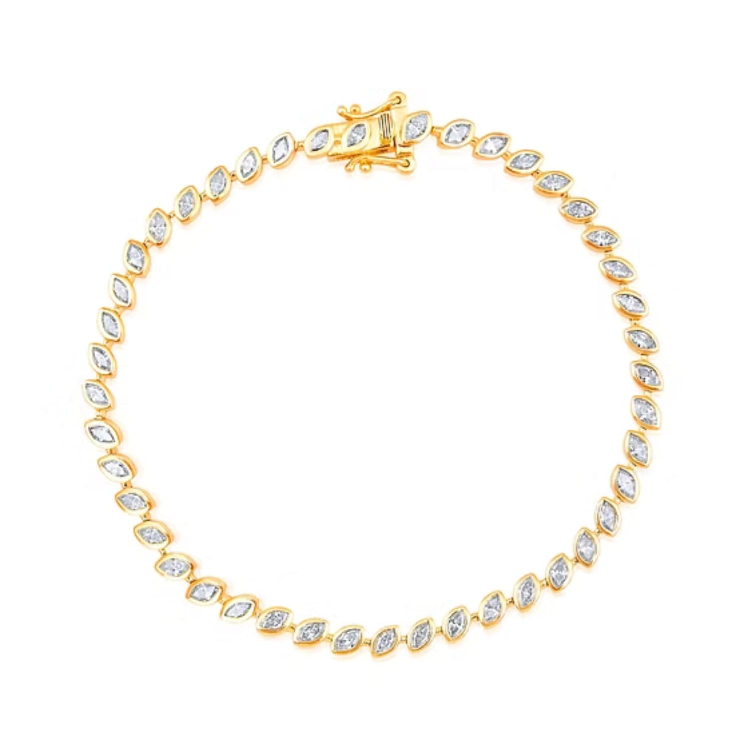 CLA BRACELETS 14K Gold 2.8ct Natural Diamond Marquise Leaf Tennis Link Bracelet