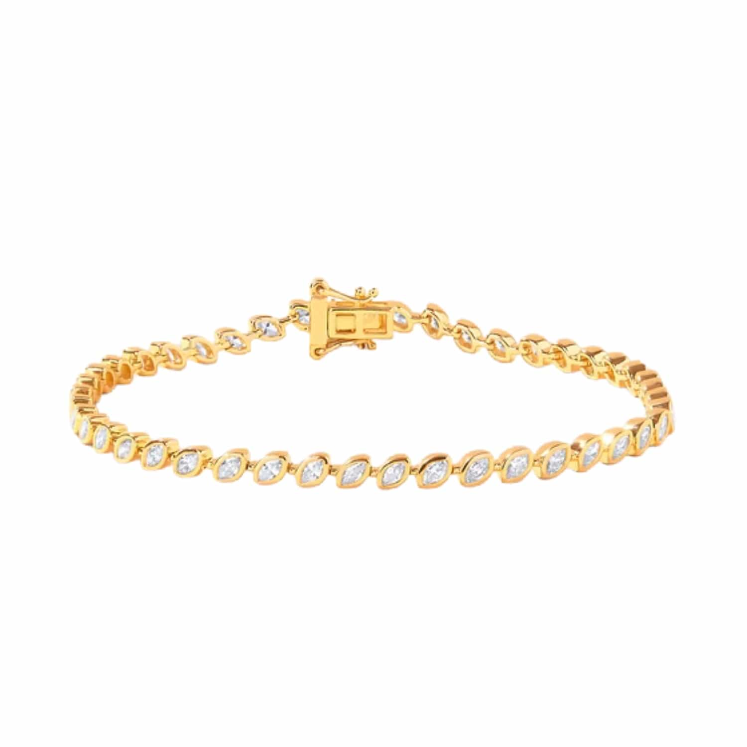 CLA BRACELETS 14K Gold 2.8ct Natural Diamond Marquise Leaf Tennis Link Bracelet