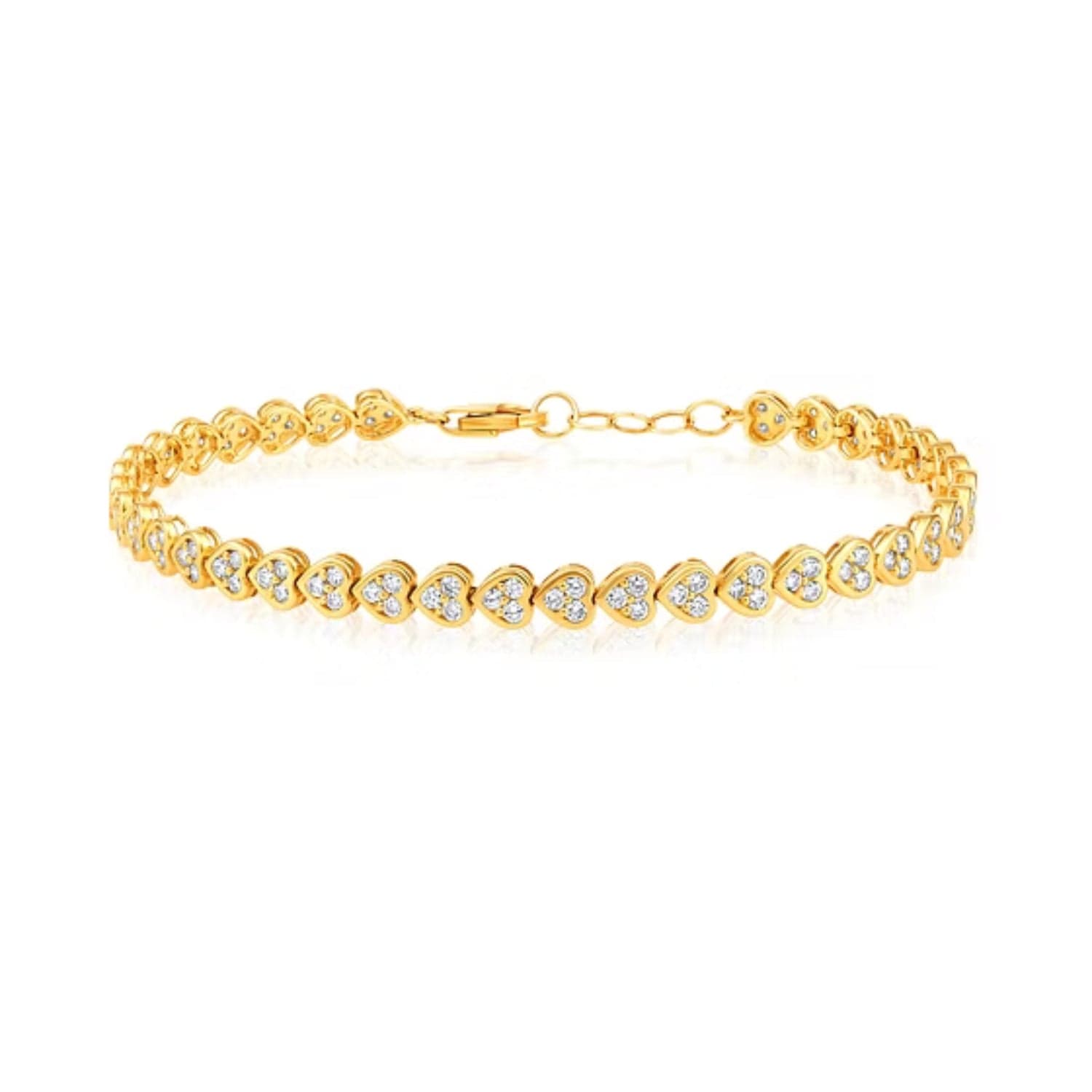 CLA BRACELETS 14K Gold 2ct Natural Diamond Heart Illusion Tennis Link Bracelet