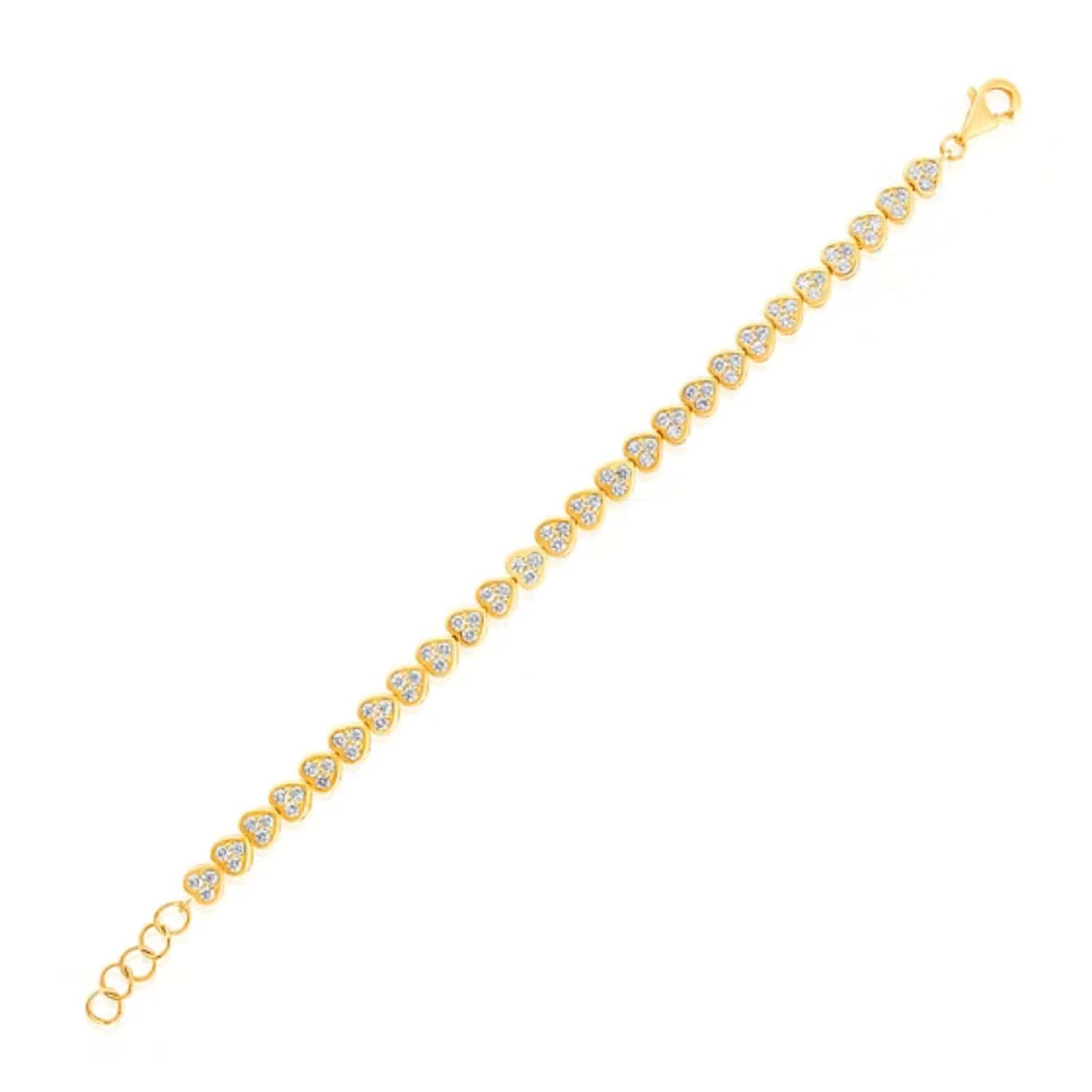 CLA BRACELETS 14K Gold 2ct Natural Diamond Heart Illusion Tennis Link Bracelet