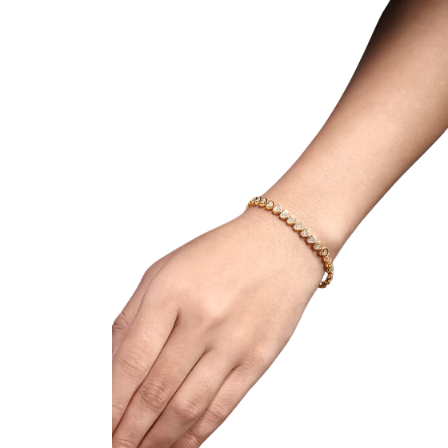 CLA BRACELETS 14K Gold 2ct Natural Diamond Heart Illusion Tennis Link Bracelet
