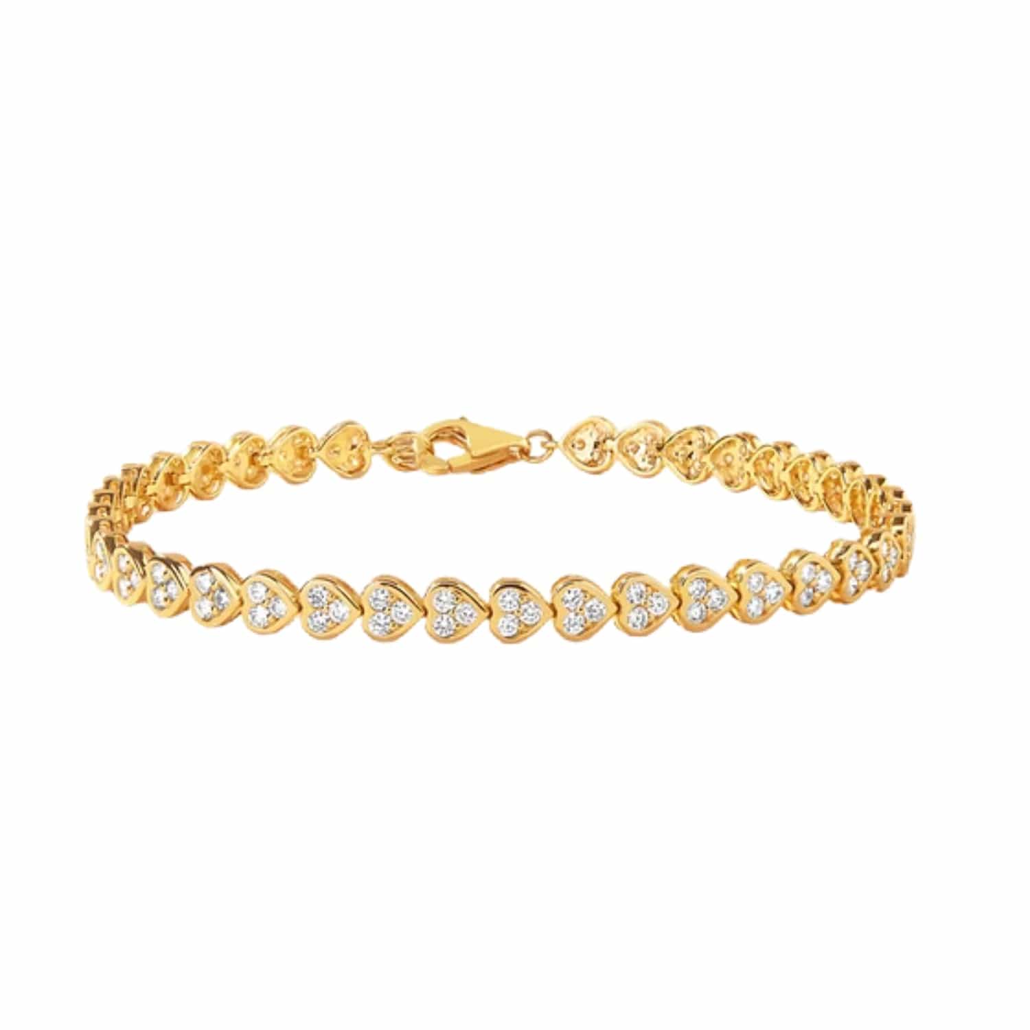 CLA BRACELETS 14K Gold 2ct Natural Diamond Heart Illusion Tennis Link Bracelet