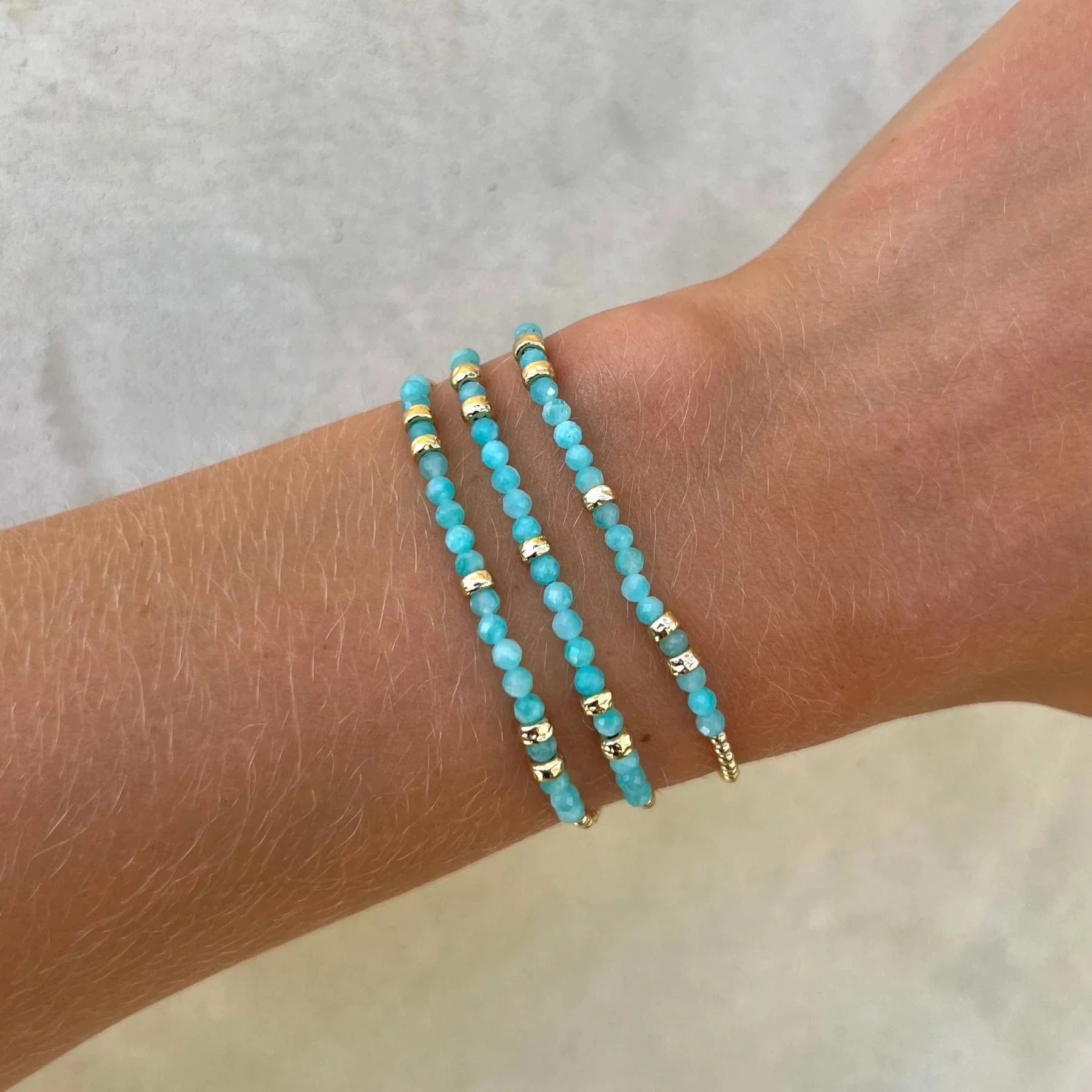 Karen Lazar BRACELETS 2mm Amazonite Bracelet with Hammered Rondelles