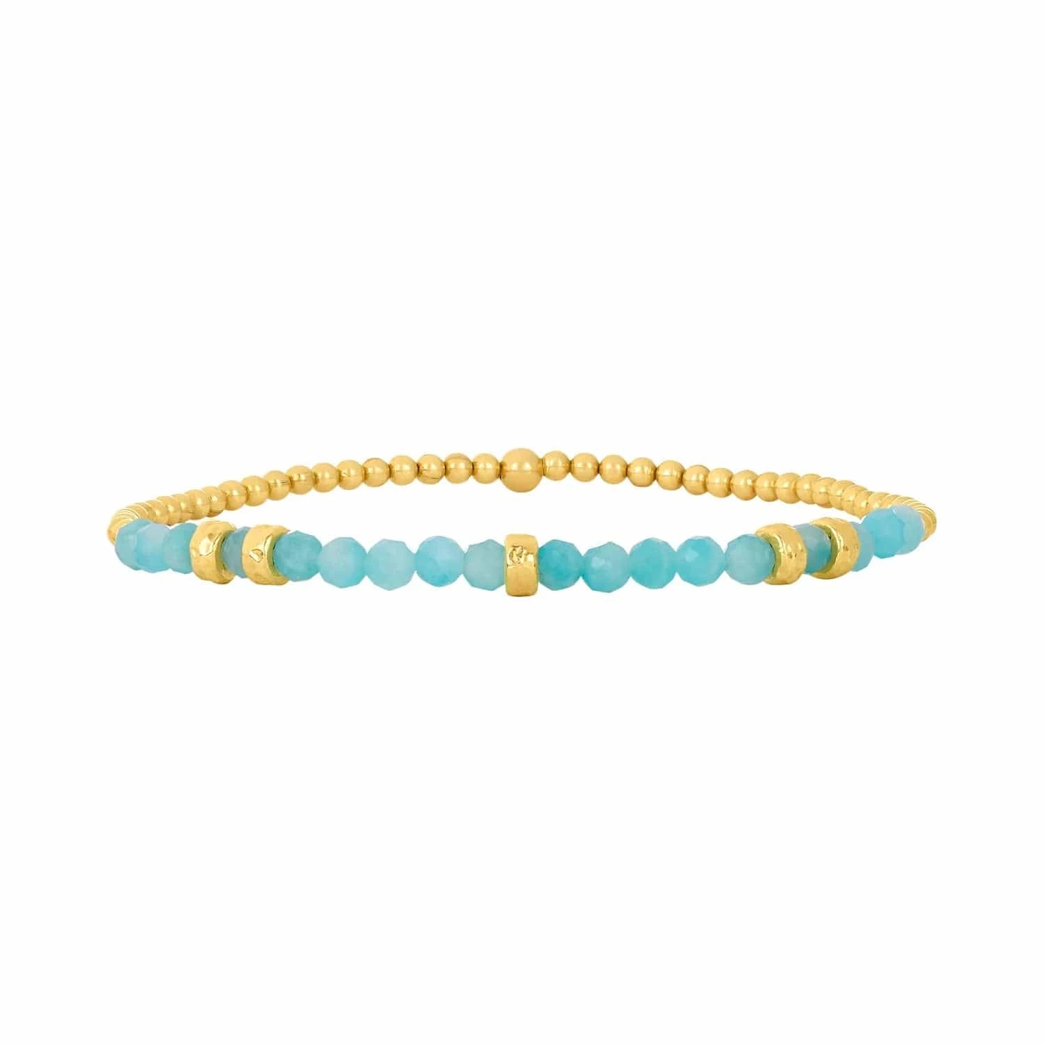 Karen Lazar BRACELETS 2mm Amazonite Bracelet with Hammered Rondelles