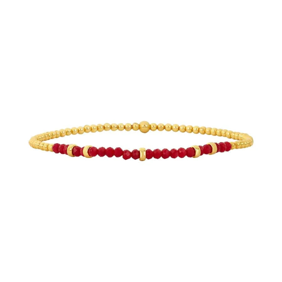 Karen Lazar BRACELETS 2mm Coral Bracelet with Hammered Rondelles