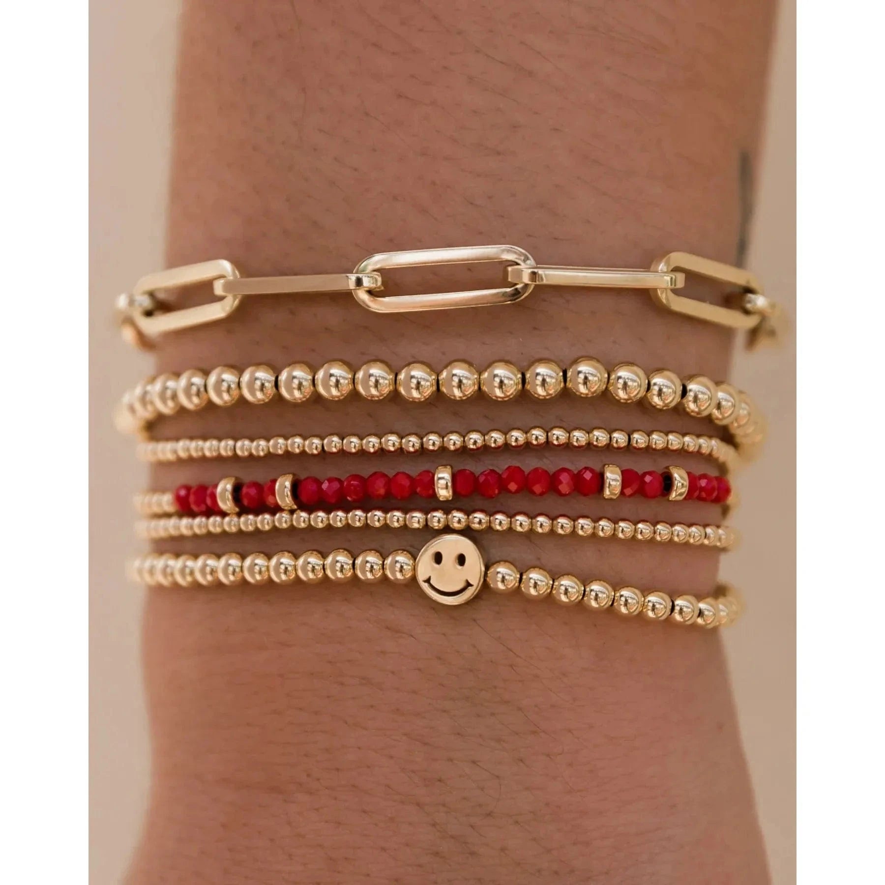 Karen Lazar BRACELETS 2mm Coral Bracelet with Hammered Rondelles