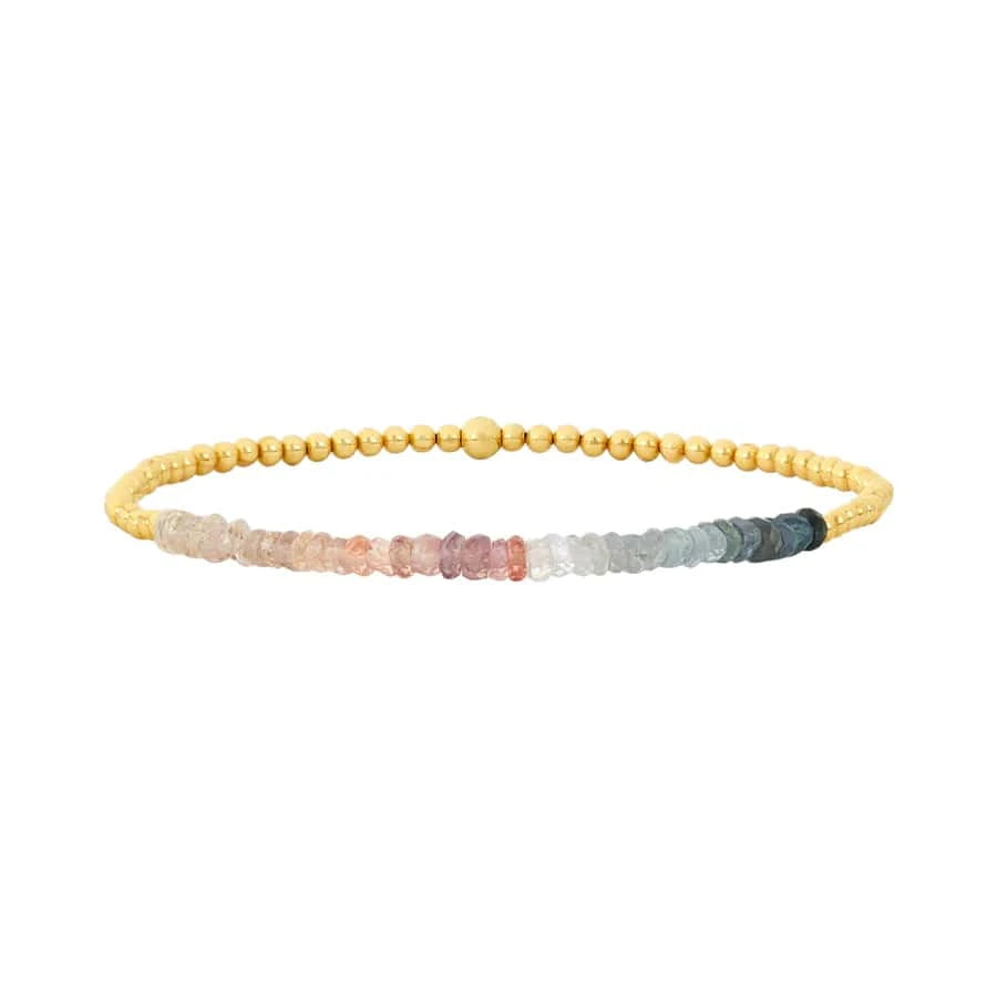 Karen Lazar BRACELETS 2mm Gold and Seabreeze Sapphire Ombre Beaded Bracelet