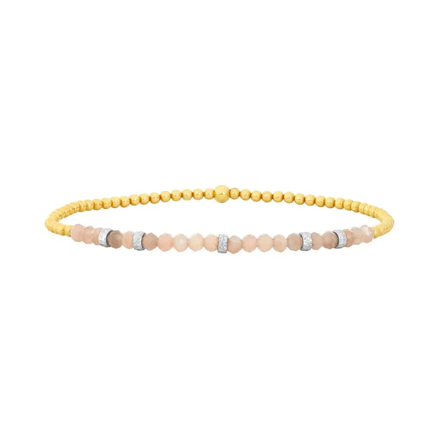 Karen Lazar BRACELETS 2mm Mauve Moonstone Bracelet with Silver Rondelles