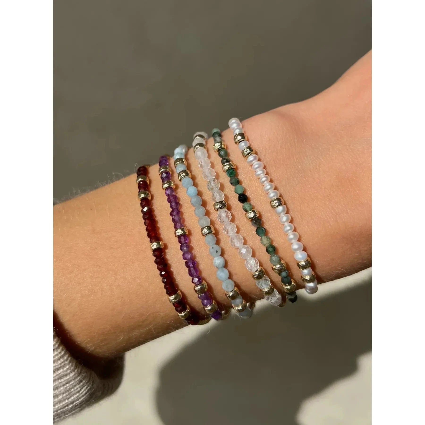 Karen Lazar BRACELETS 2mm Pearl and Rondelle Birthstone Bracelet