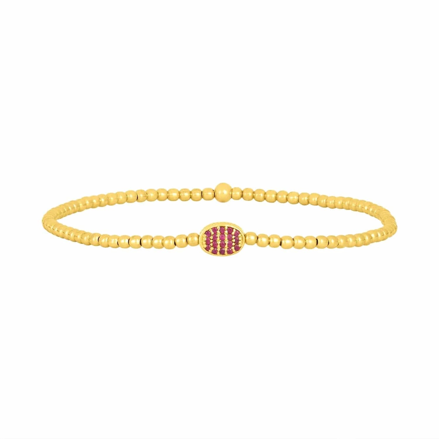 Karen Lazar BRACELETS 2mm Ruby Bean Gold Bead Bracelet