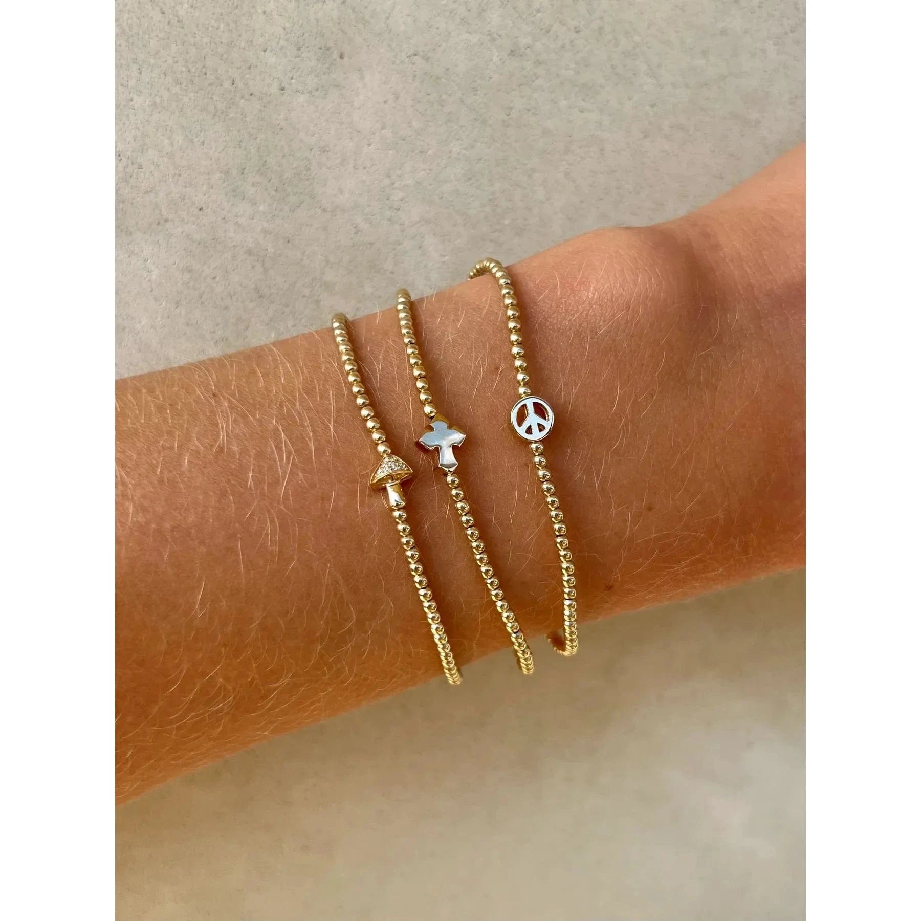 Karen Lazar BRACELETS 2MM SIGNATURE BRACELET WITH 14K CROSS BEAD